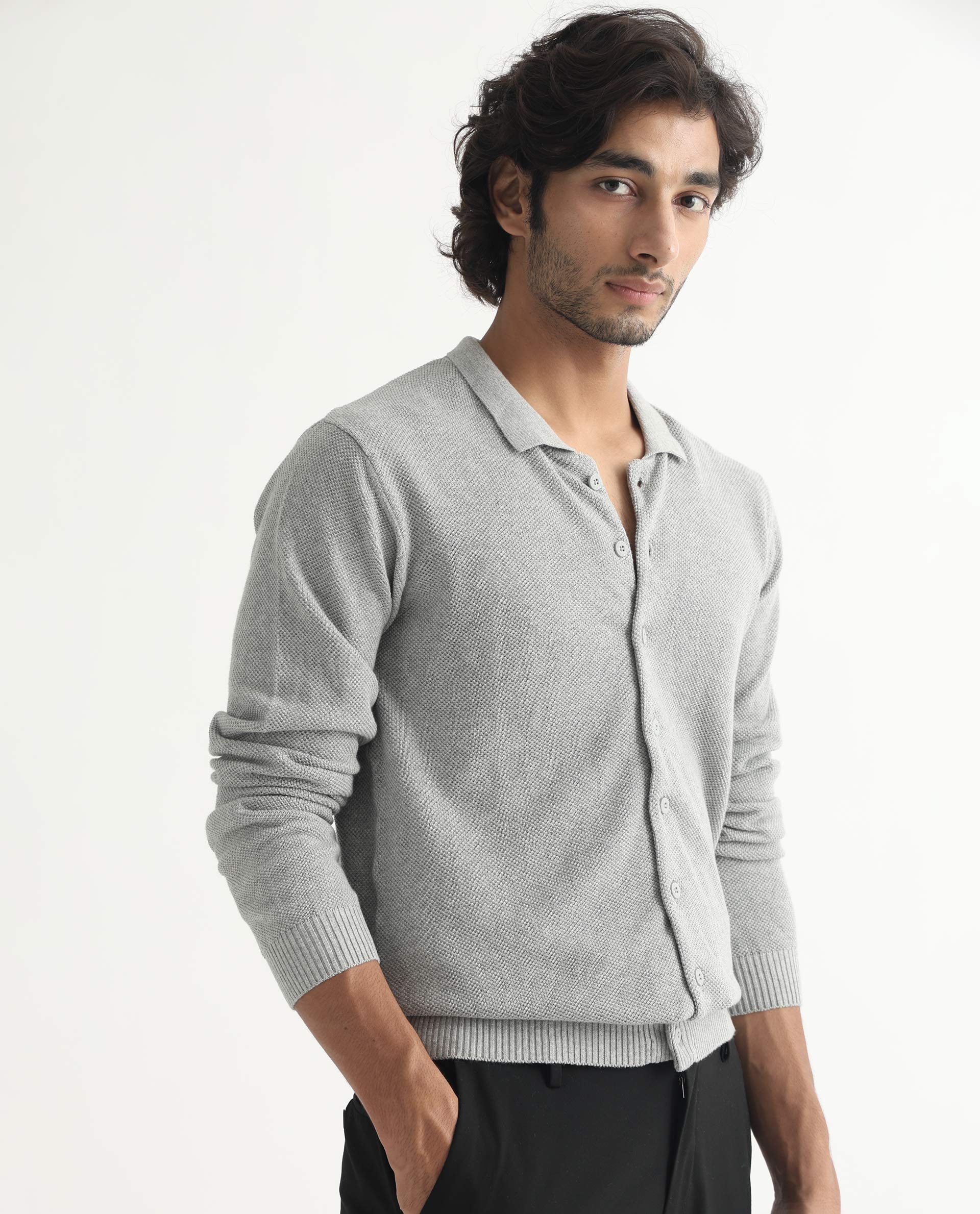 Rare Rabbit Men's Alias Light Grey Plain Regular Fit Full Sleeve Collared Shirt - Image 6