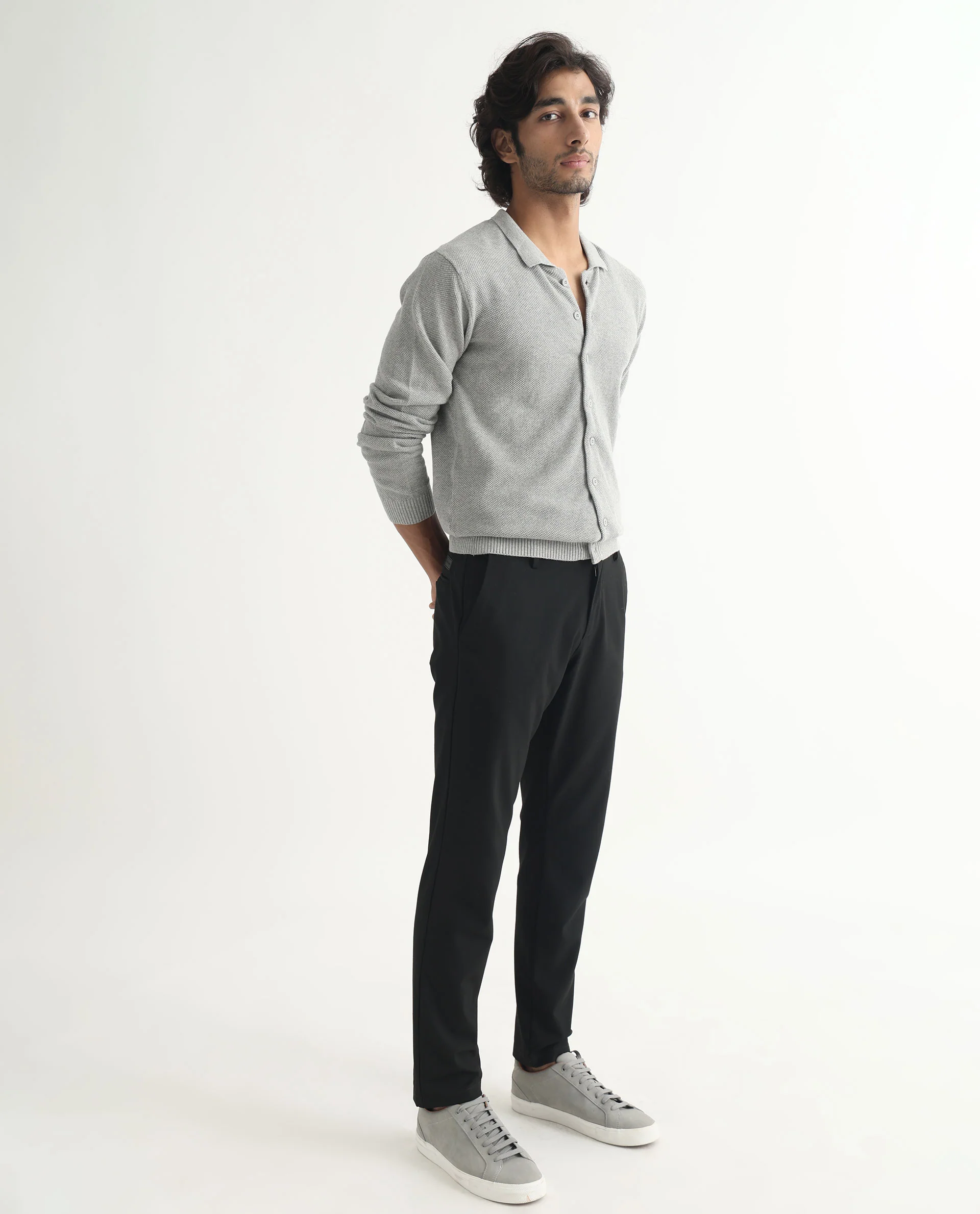 Rare Rabbit Men's Alias Light Grey Plain Regular Fit Full Sleeve Collared Shirt - Image 7