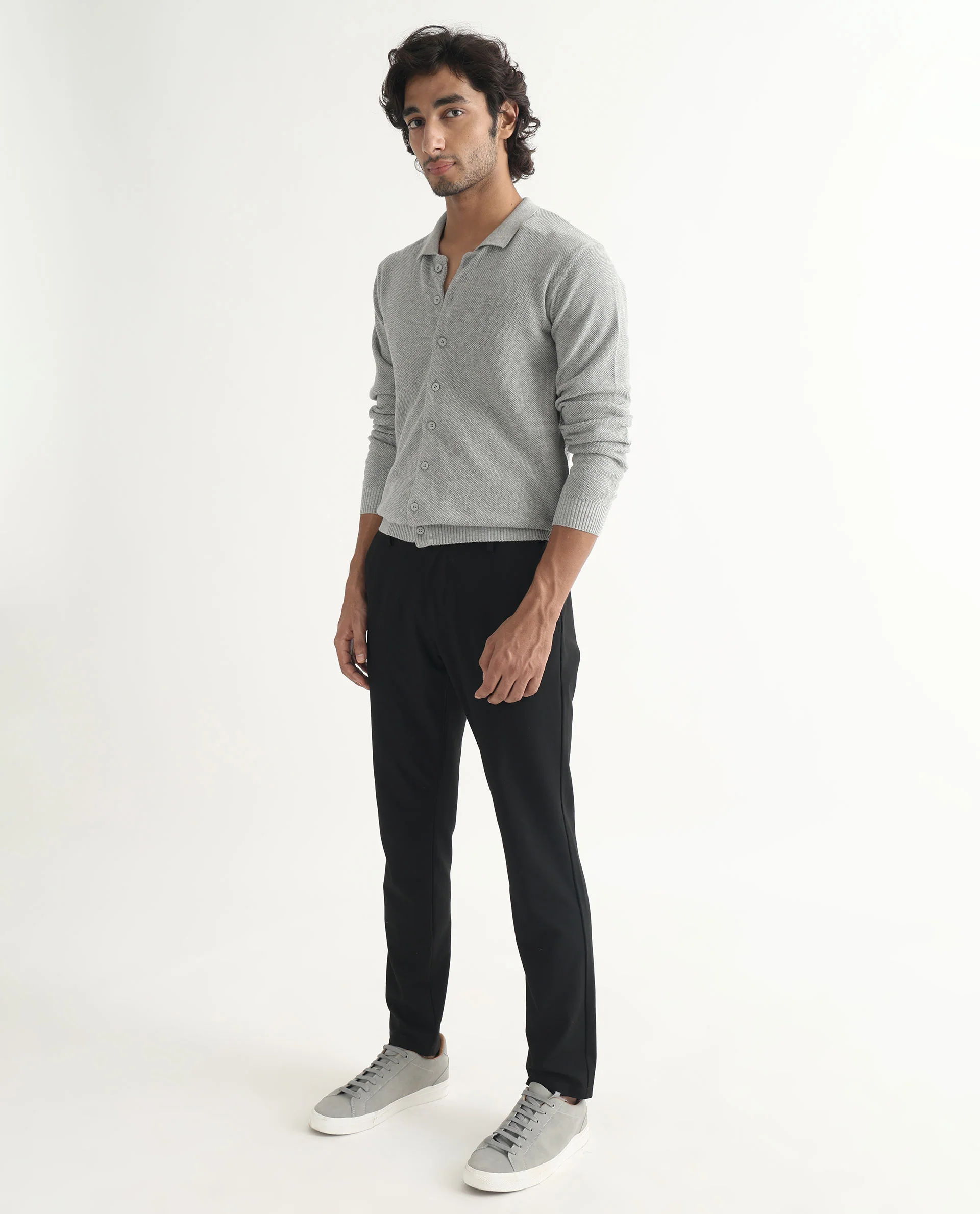 Rare Rabbit Men's Alias Light Grey Plain Regular Fit Full Sleeve Collared Shirt - Image 8