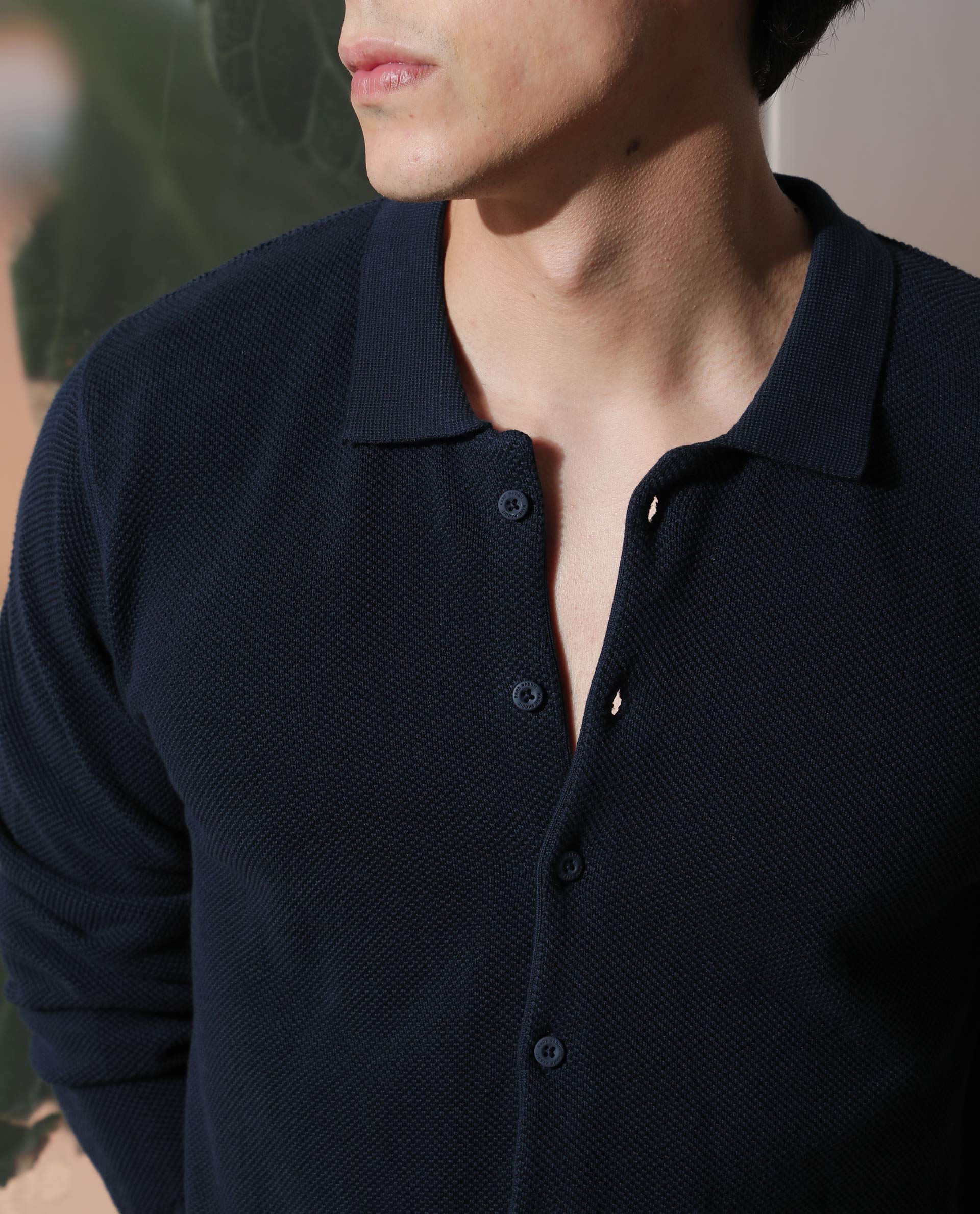Rare Rabbit Men's Alias Navy Cotton Plain Regular Fit Full Sleeve Collared Shirt - Image 3