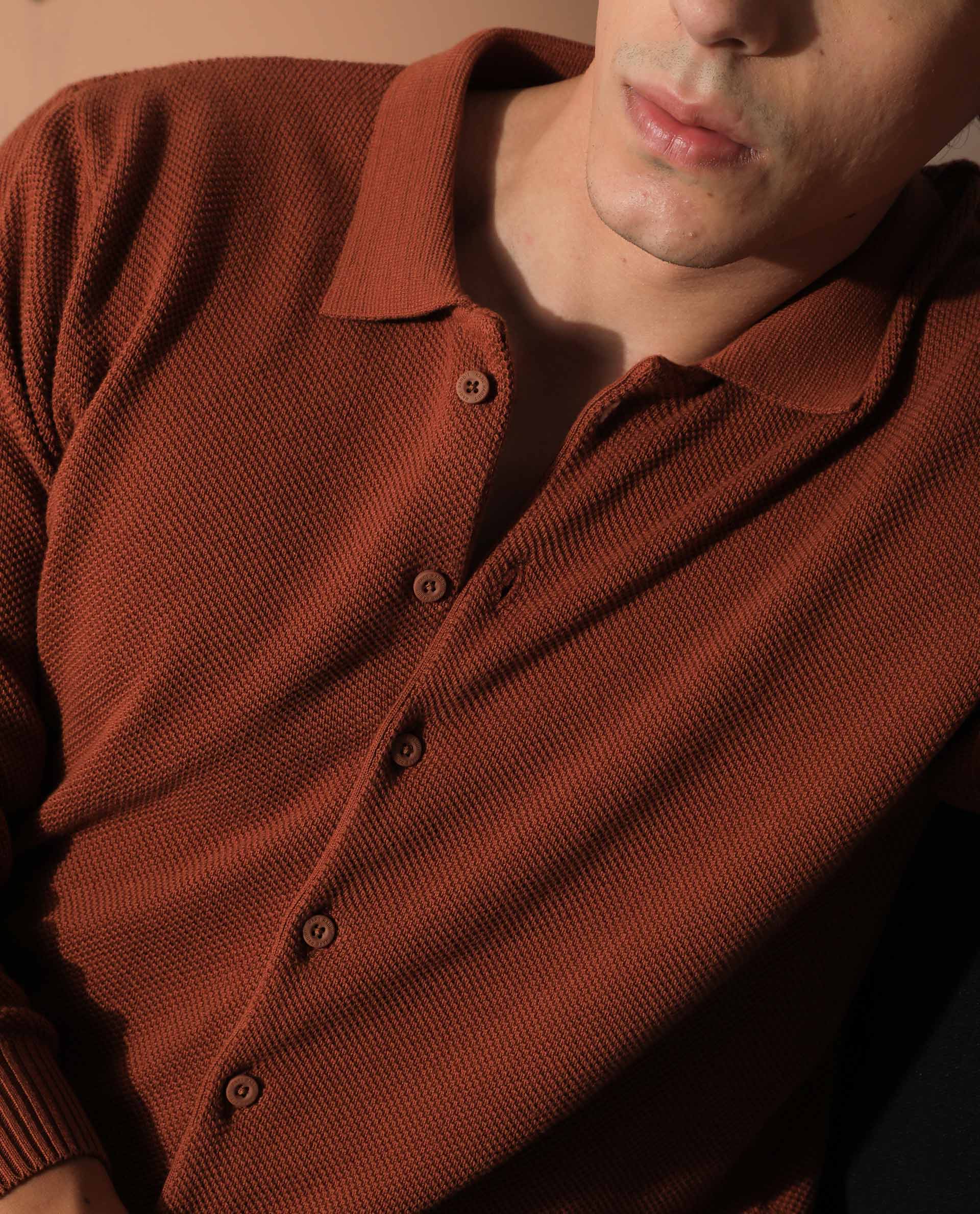 Rare Rabbit Men's Alias Rust Plain Regular Fit Full Sleeve Collared Shirt - Image 2
