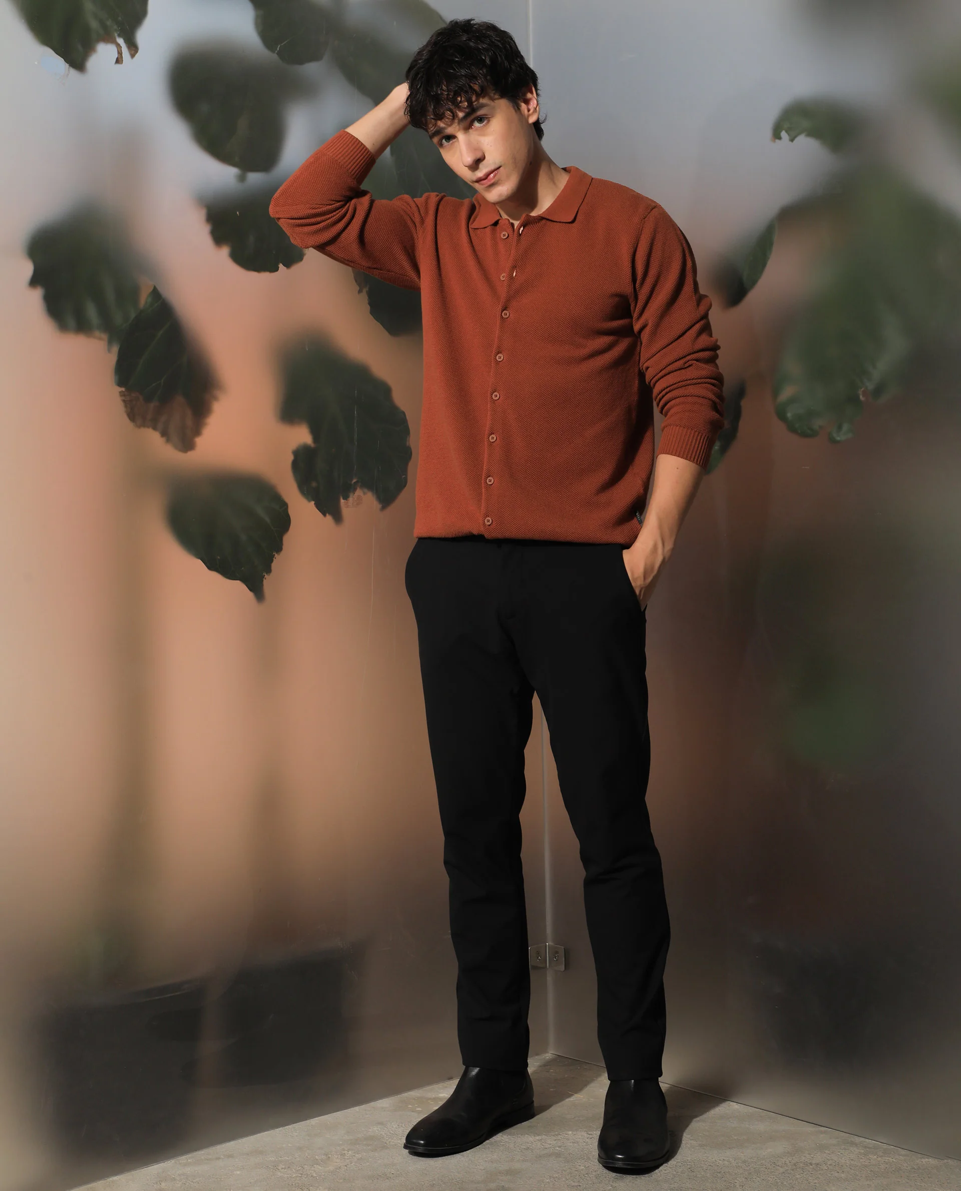 Rare Rabbit Men's Alias Rust Plain Regular Fit Full Sleeve Collared Shirt - Image 3