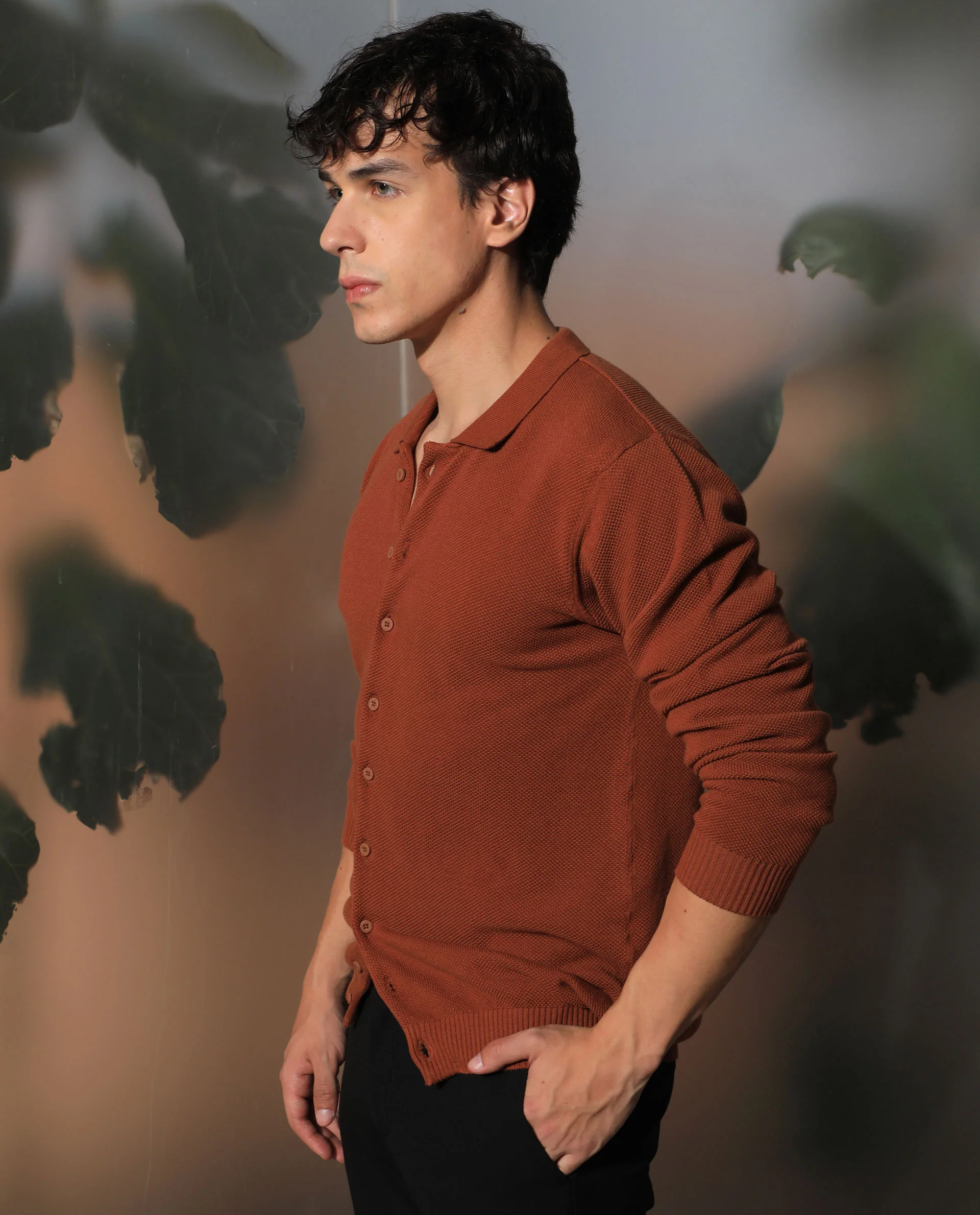 Rare Rabbit Men's Alias Rust Plain Regular Fit Full Sleeve Collared Shirt - Image 6