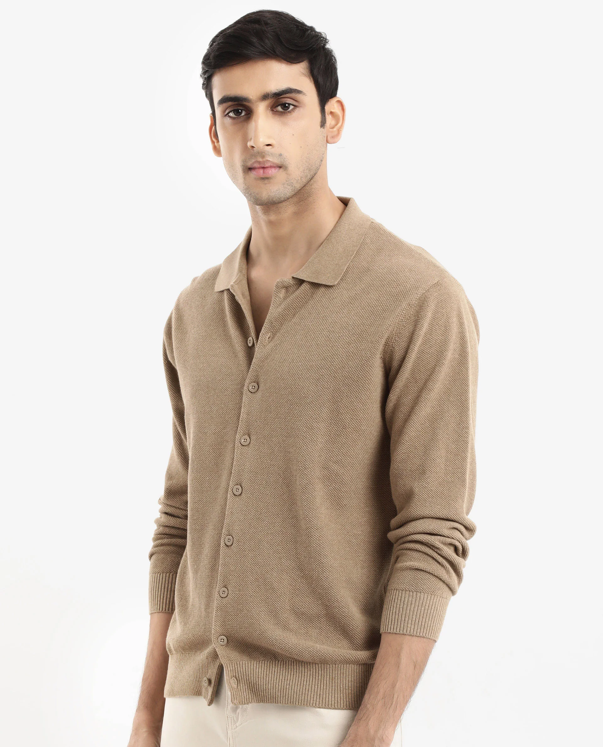Rare Rabbit Men's Alias-N Beige Cotton Plain Regular Fit Full Sleeve Collared Shirt - Image 8