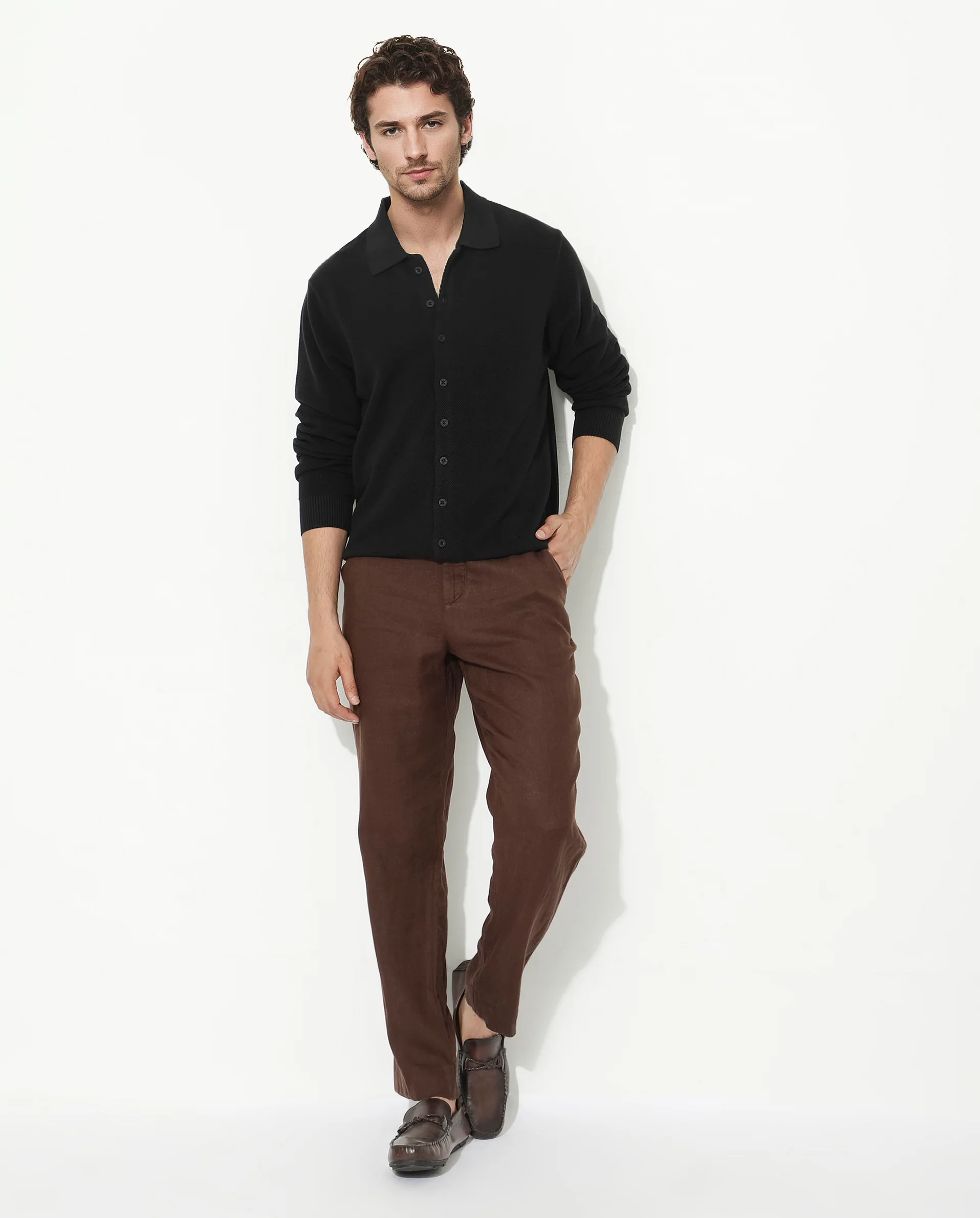 Rare Rabbit Men's Alias-N Black Cotton Plain Regular Fit Full Sleeve Collared Shirt - Image 2