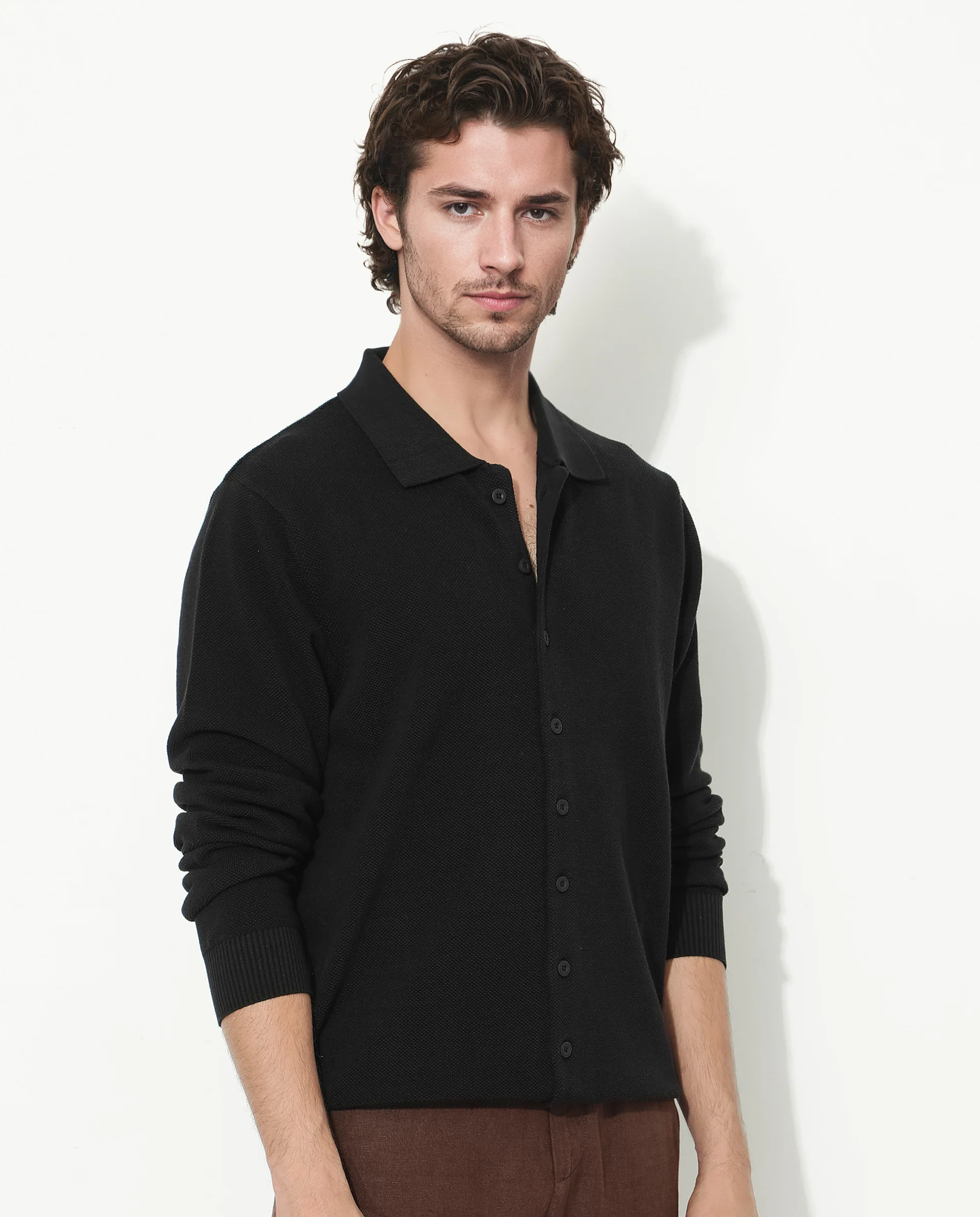 Rare Rabbit Men's Alias-N Black Cotton Plain Regular Fit Full Sleeve Collared Shirt - Image 3
