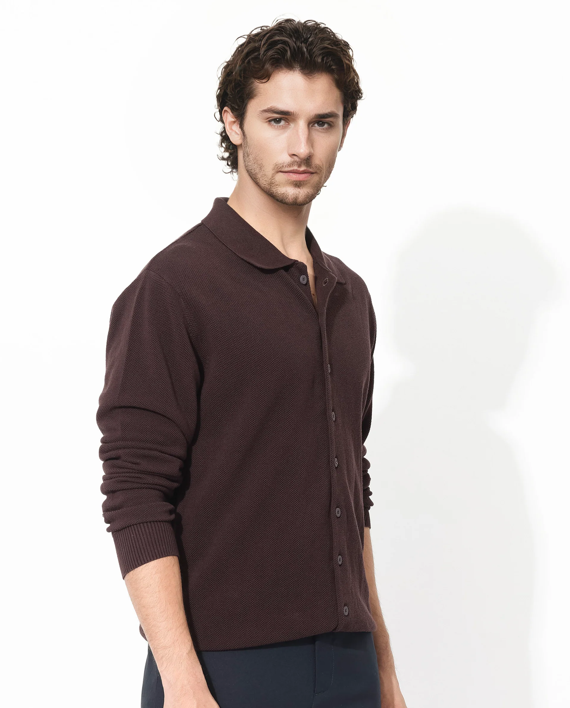 Rare Rabbit Men's Alias-N Brown Cotton Plain Regular Fit Full Sleeve Collared Shirt - Image 4