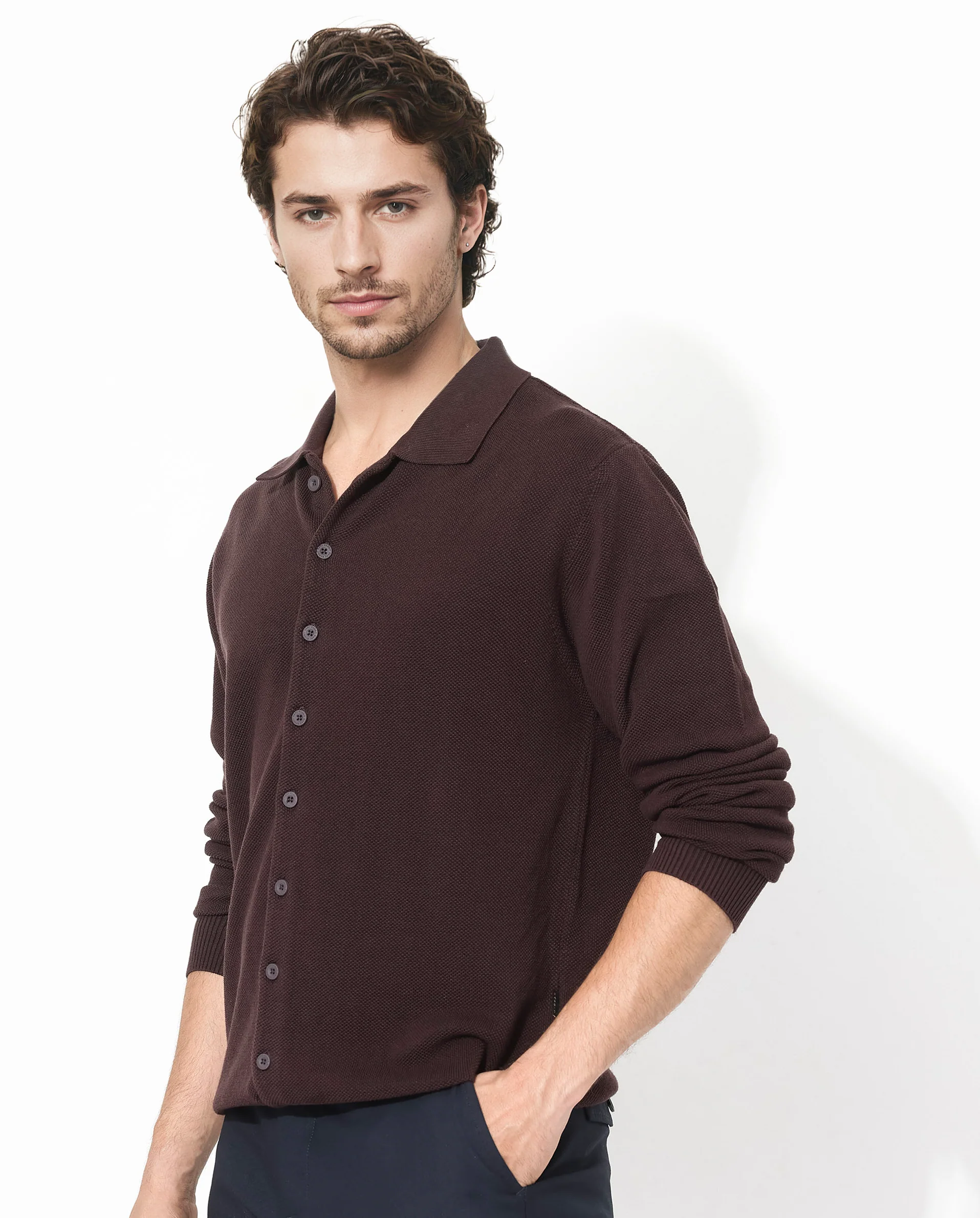 Rare Rabbit Men's Alias-N Brown Cotton Plain Regular Fit Full Sleeve Collared Shirt - Image 6