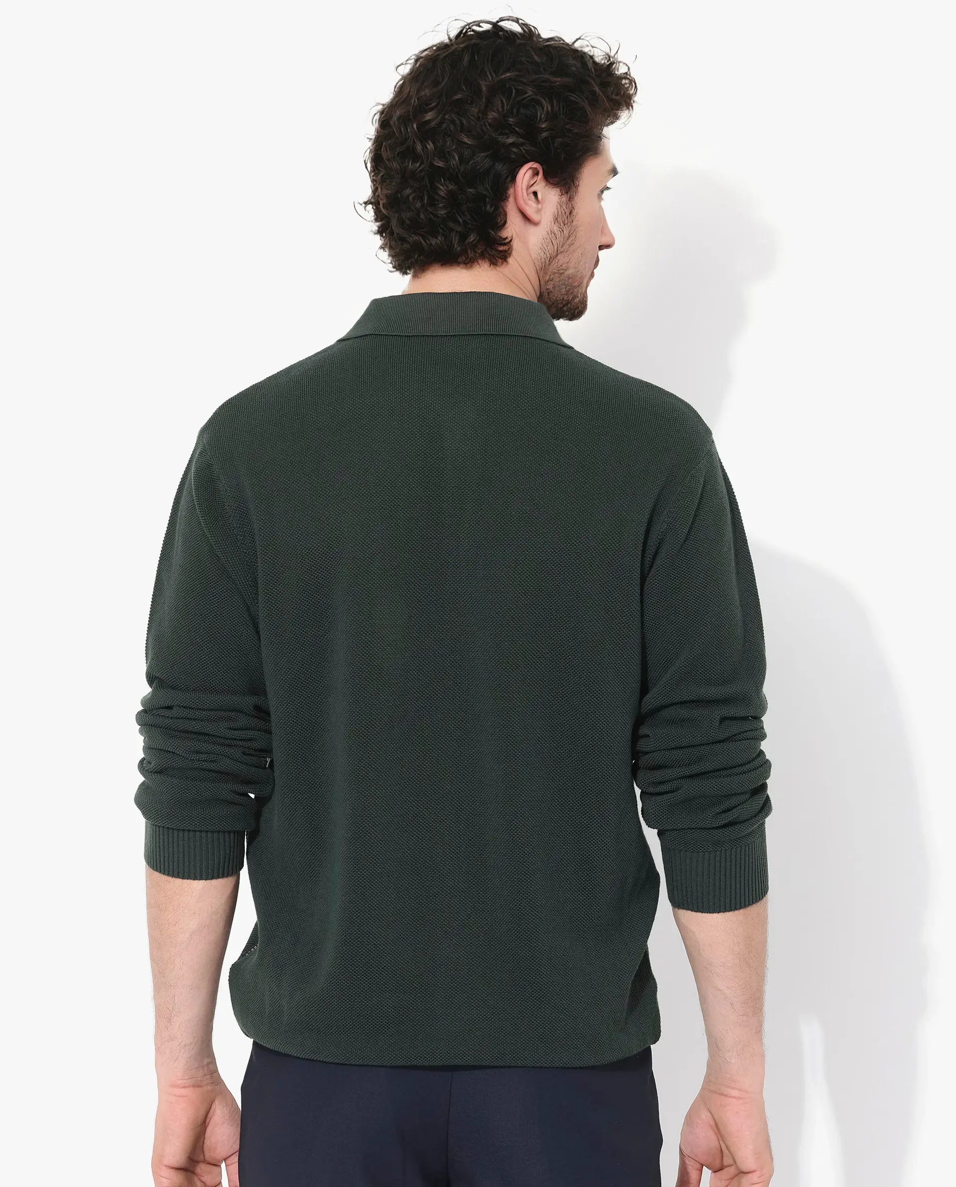 Rare Rabbit Men's Alias-N Dark Green Cotton Plain Regular Fit Full Sleeve Collared Shirt - Image 3