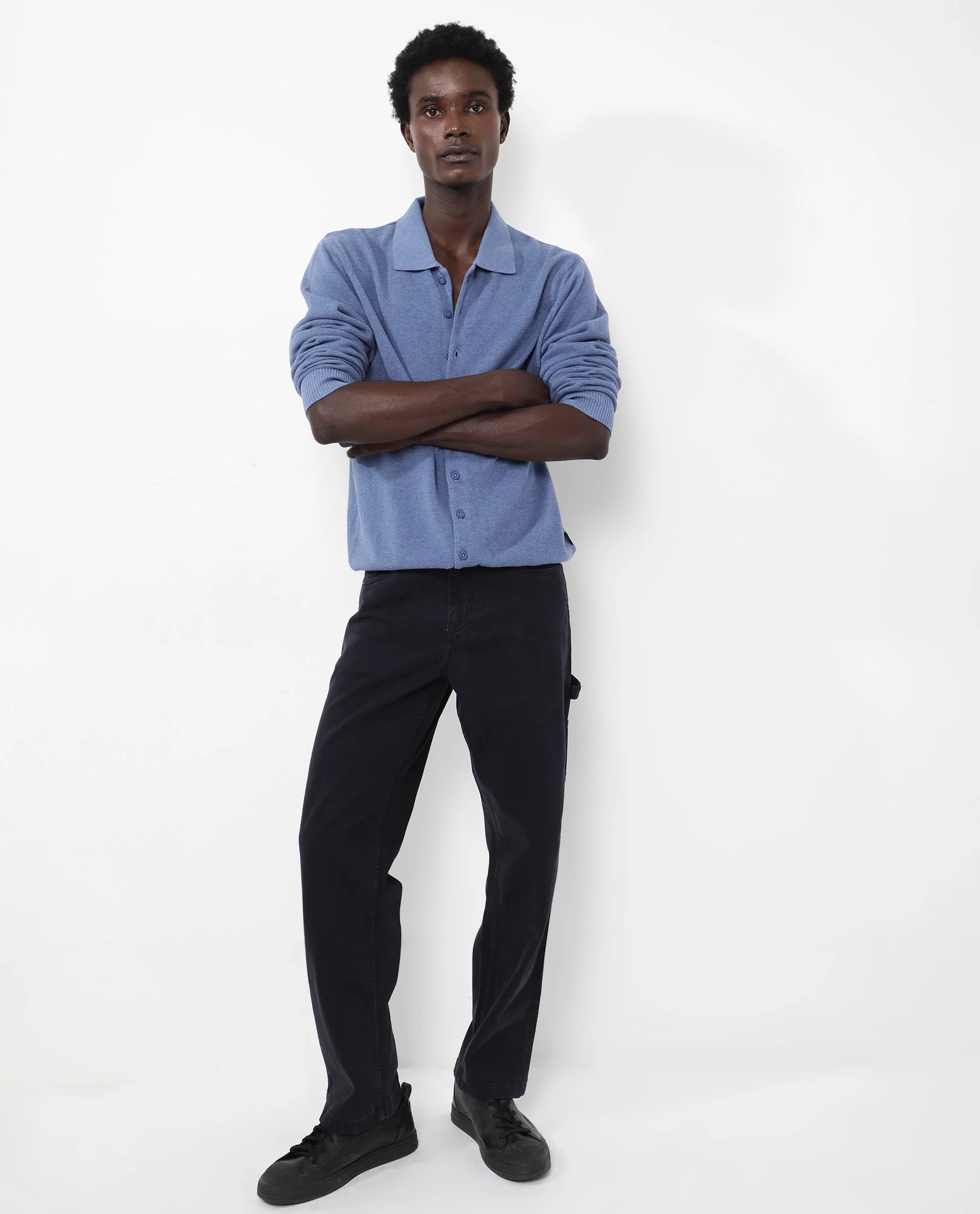 Rare Rabbit Men's Alias-N Dusky Blue Cotton Plain Regular Fit Full Sleeve Collared Shirt - Image 11