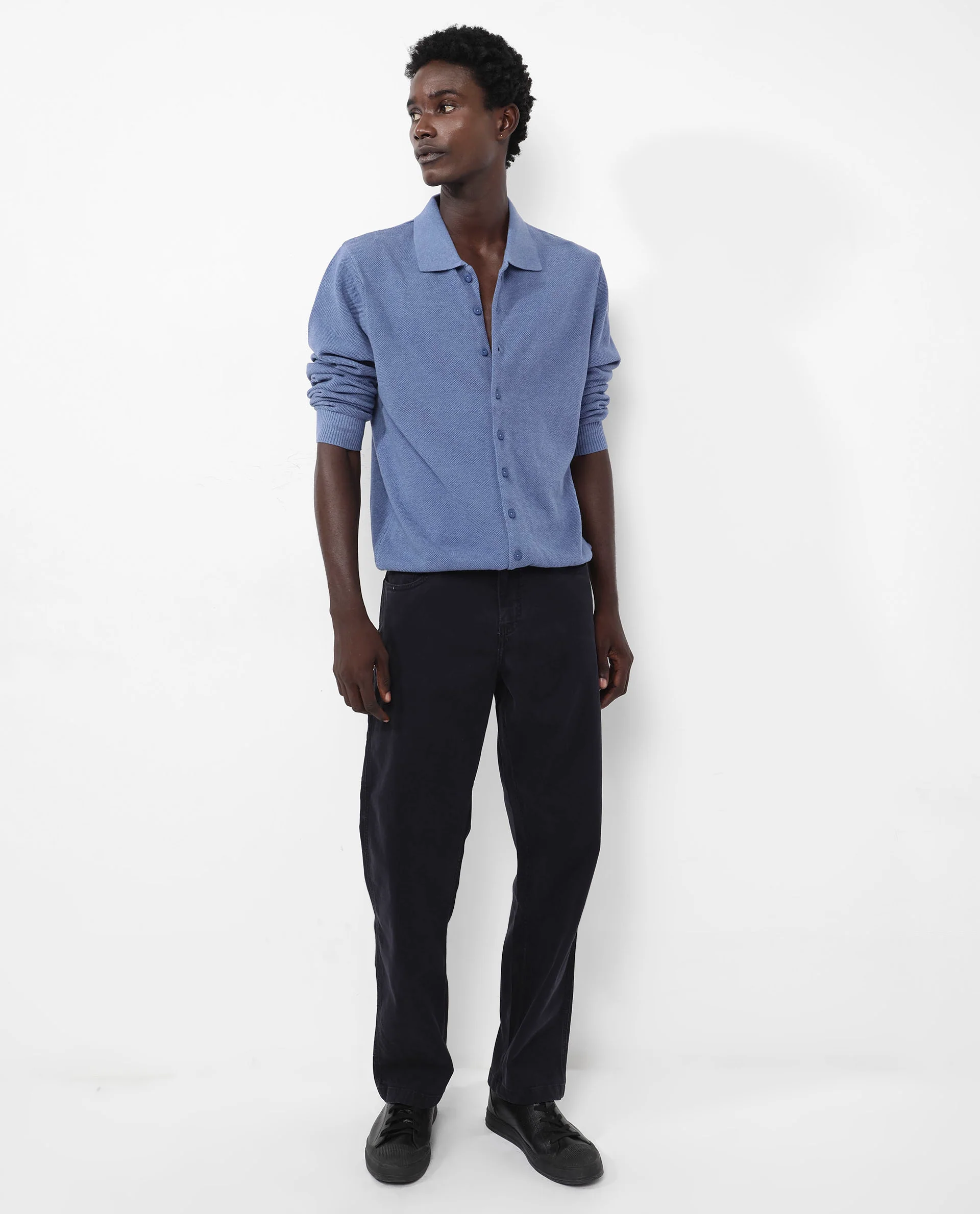 Rare Rabbit Men's Alias-N Dusky Blue Cotton Plain Regular Fit Full Sleeve Collared Shirt - Image 2