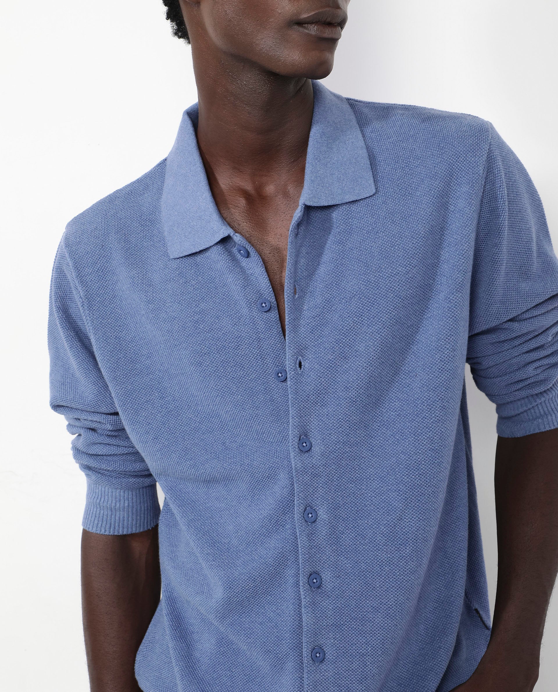 Rare Rabbit Men's Alias-N Dusky Blue Cotton Plain Regular Fit Full Sleeve Collared Shirt - Image 3