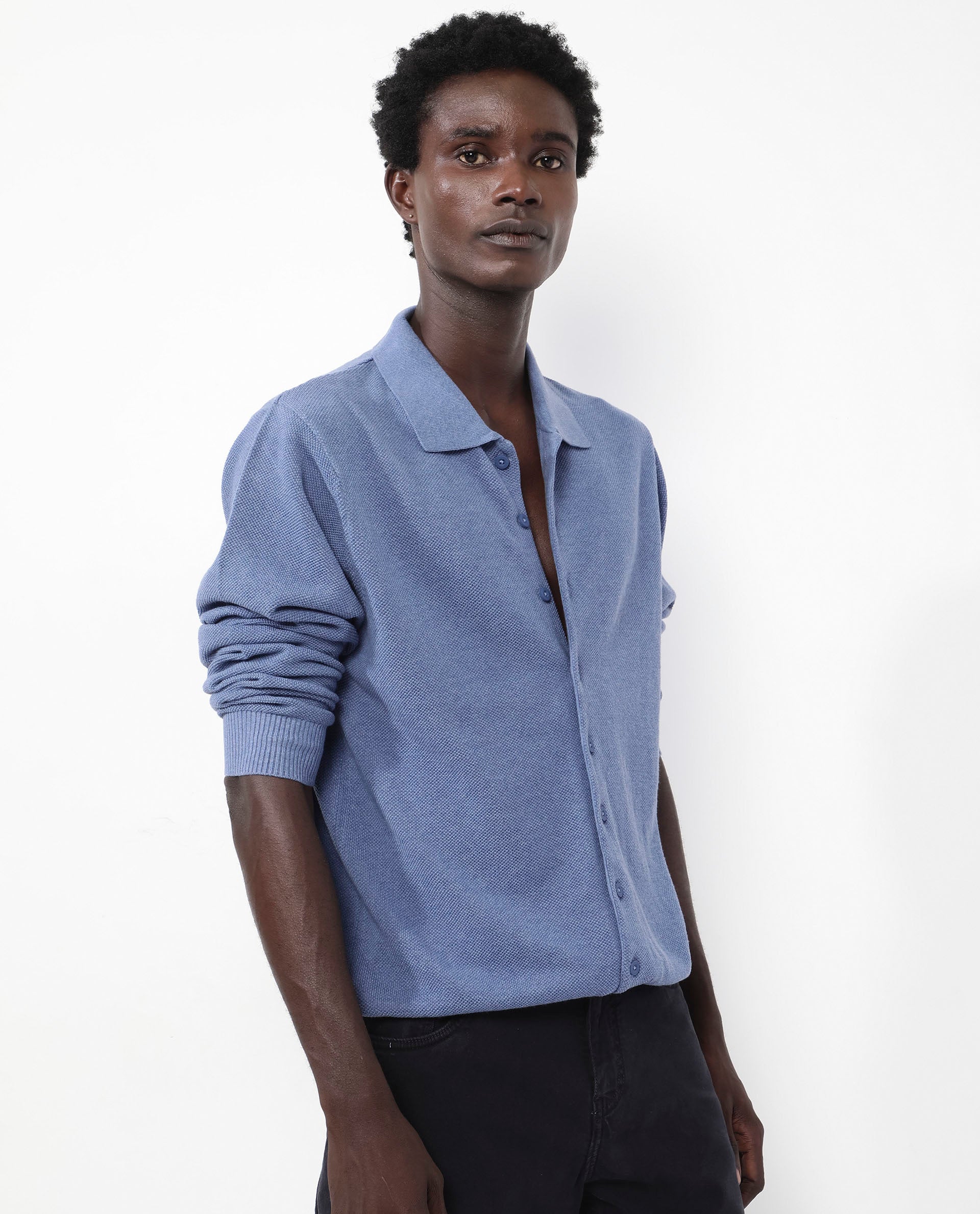 Rare Rabbit Men's Alias-N Dusky Blue Cotton Plain Regular Fit Full Sleeve Collared Shirt - Image 4