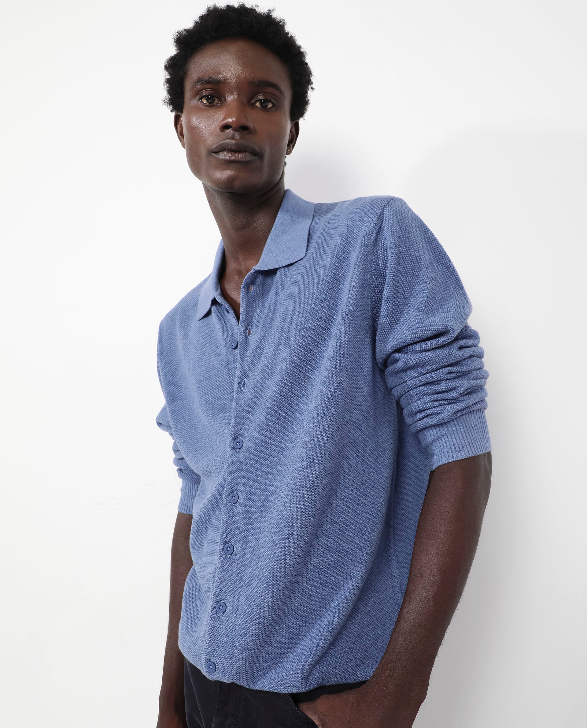Rare Rabbit Men's Alias-N Dusky Blue Cotton Plain Regular Fit Full Sleeve Collared Shirt - Image 5