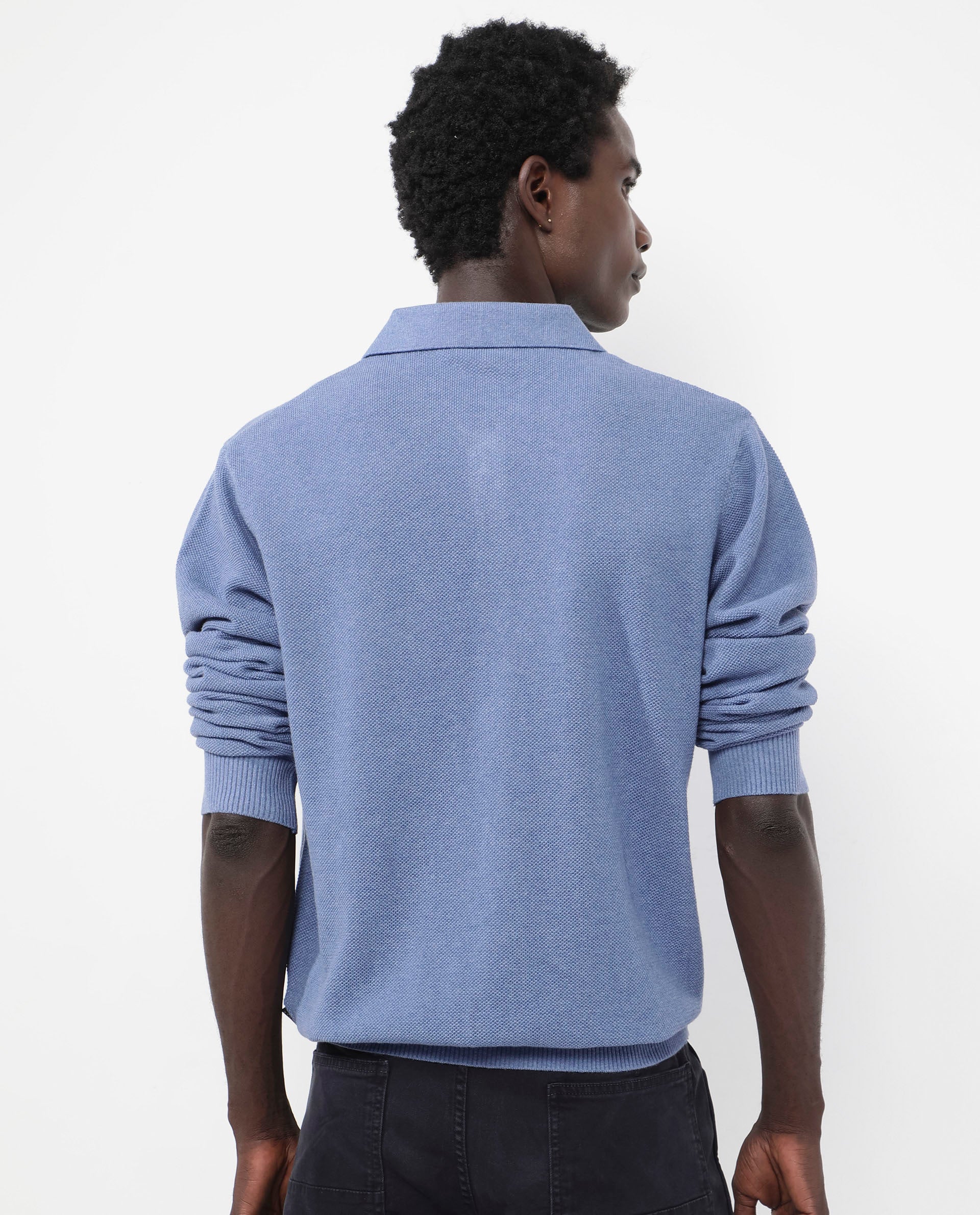 Rare Rabbit Men's Alias-N Dusky Blue Cotton Plain Regular Fit Full Sleeve Collared Shirt - Image 9