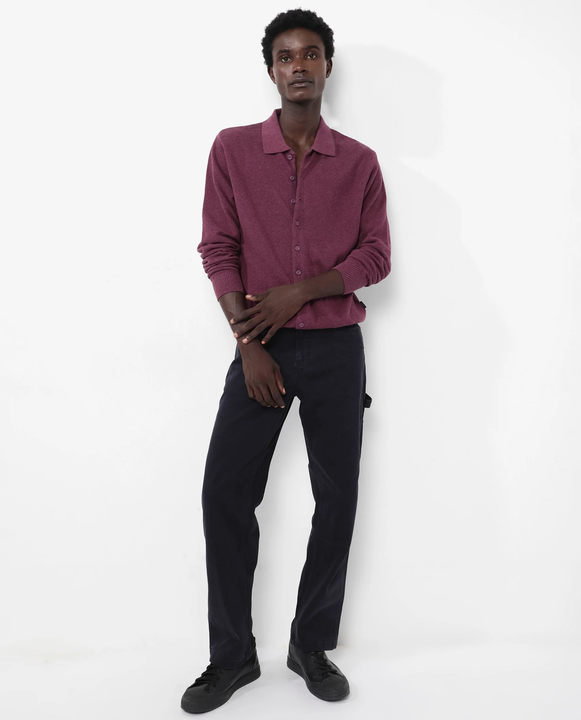 Rare Rabbit Men's Alias-N Dusky Purple Cotton Plain Regular Fit Full Sleeve Collared Shirt - Image 2