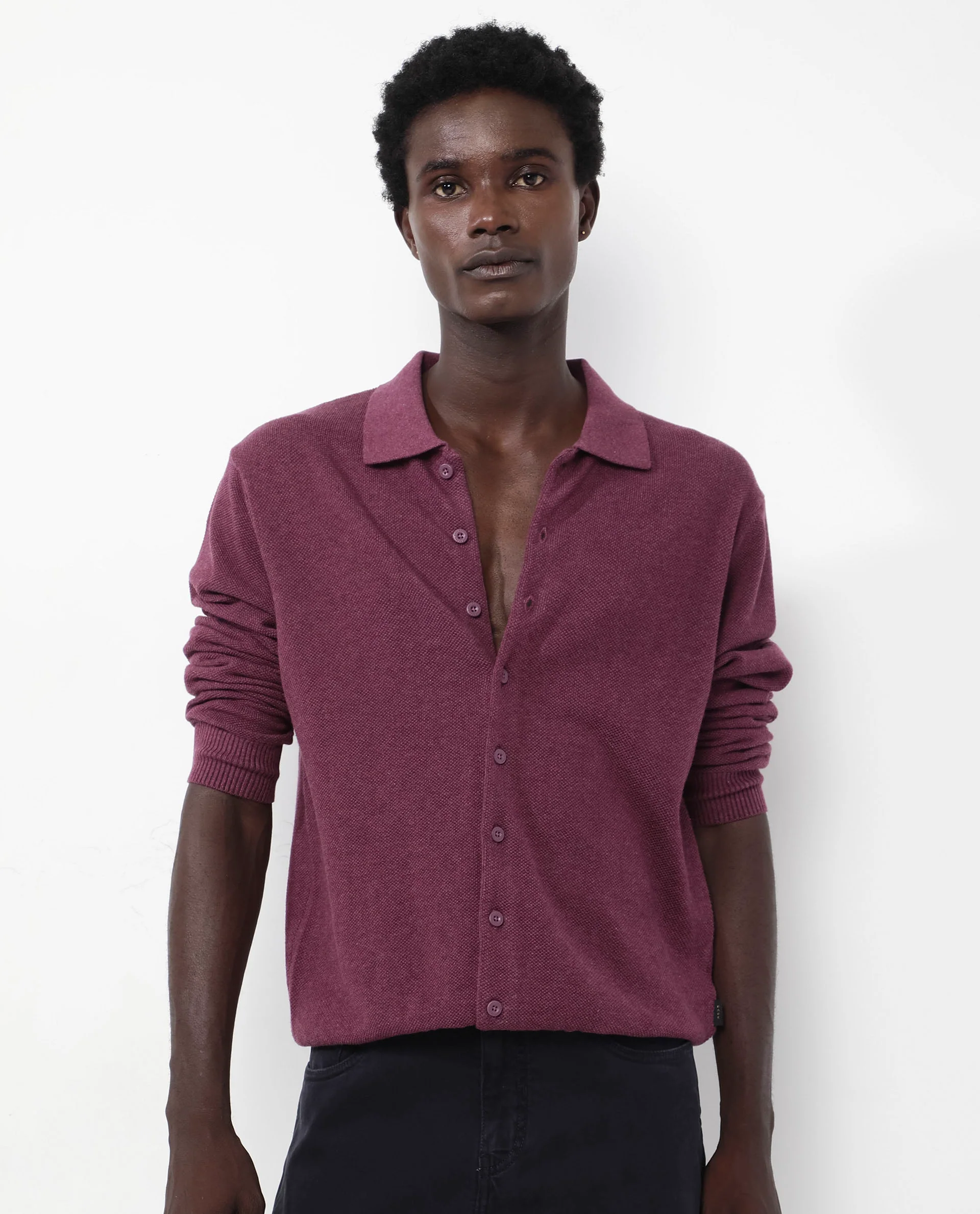 Rare Rabbit Men's Alias-N Dusky Purple Cotton Plain Regular Fit Full Sleeve Collared Shirt - Image 7