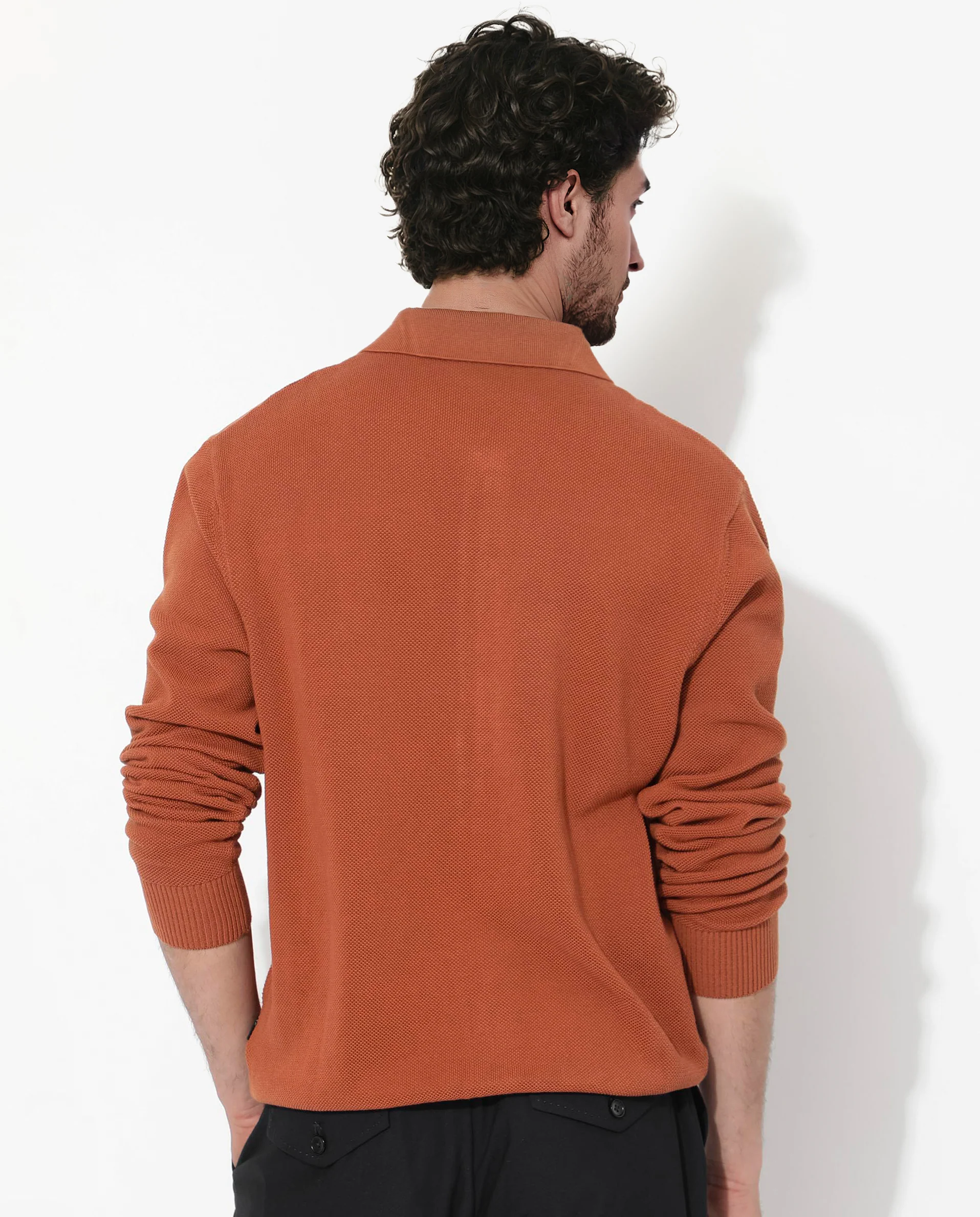 Rare Rabbit Men's Alias-N Dusky Rust Cotton Plain Regular Fit Full Sleeve Collared Shirt - Image 5