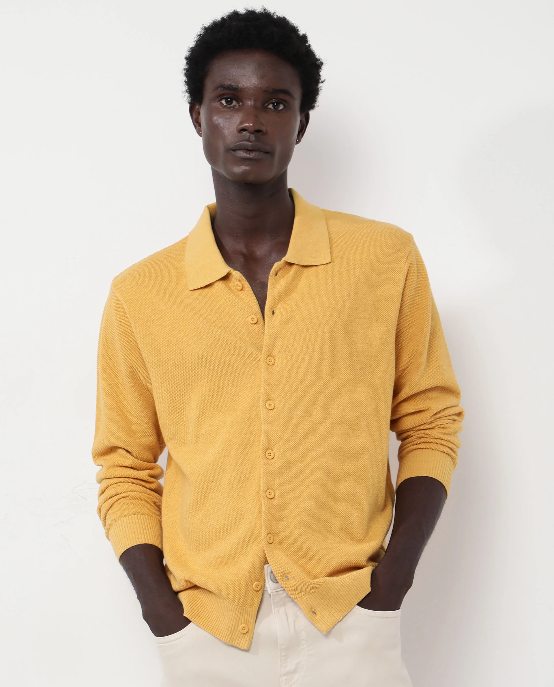 Rare Rabbit Men's Alias-N Dusky Yellow Cotton Plain Regular Fit Full Sleeve Collared Shirt - Image 4