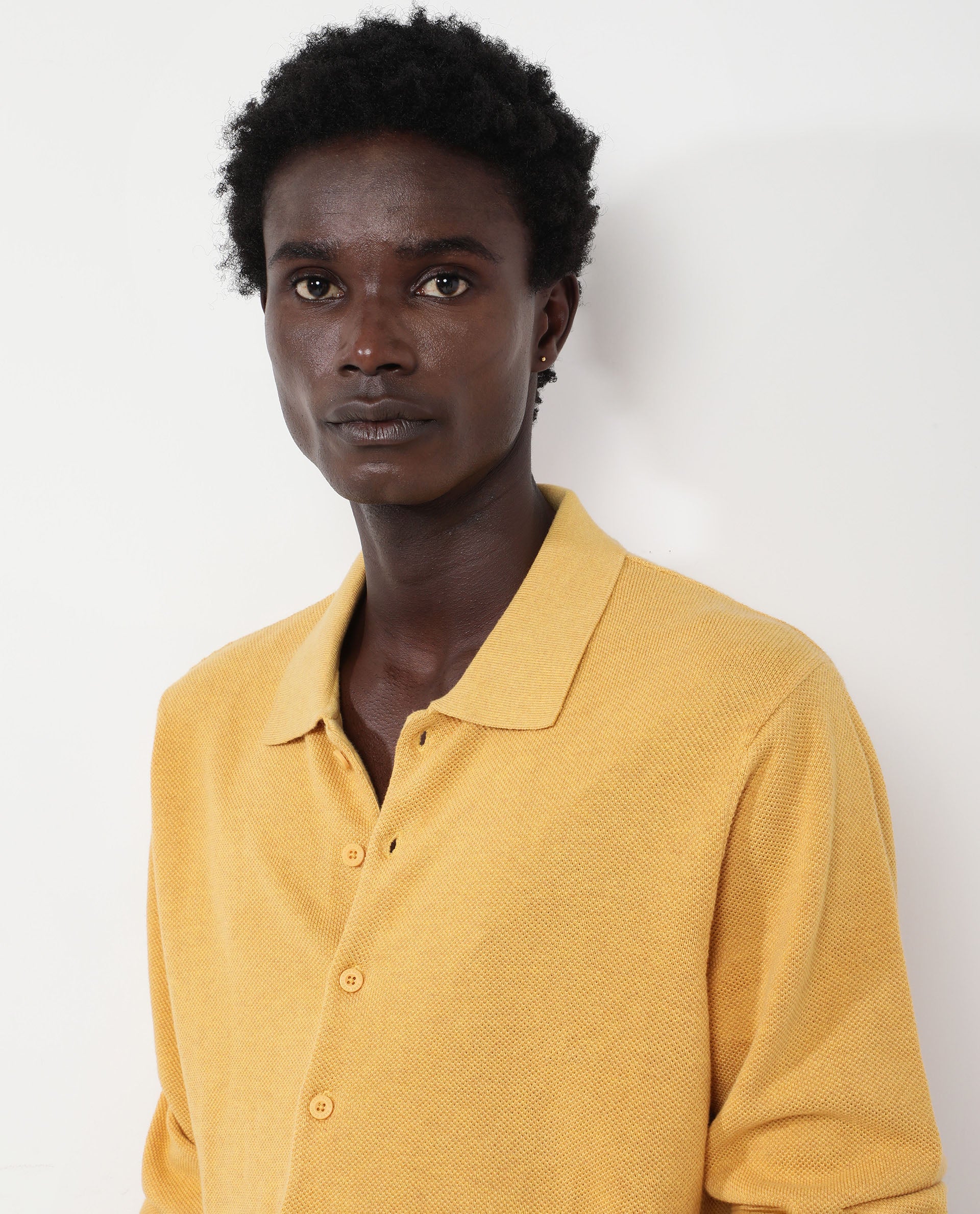 Rare Rabbit Men's Alias-N Dusky Yellow Cotton Plain Regular Fit Full Sleeve Collared Shirt - Image 5