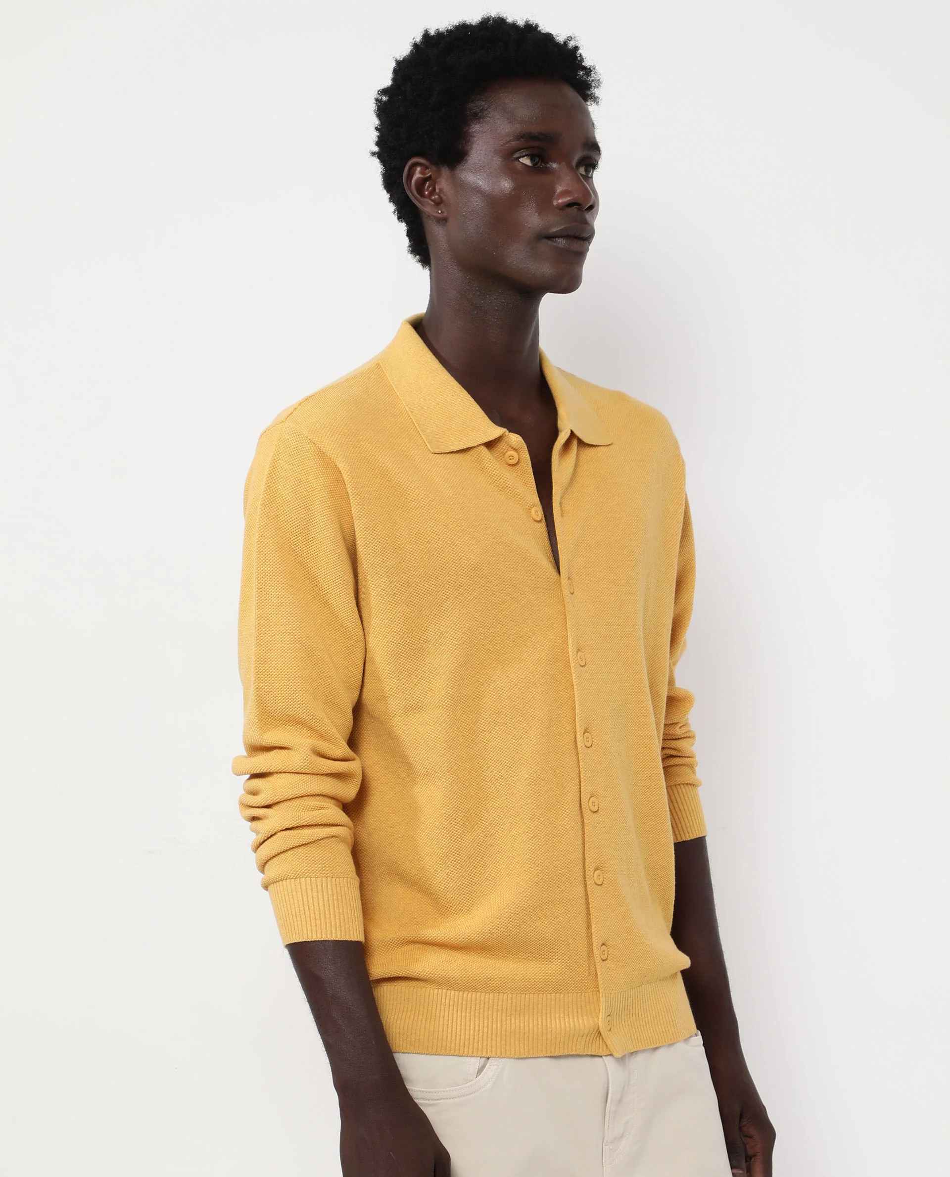Rare Rabbit Men's Alias-N Dusky Yellow Cotton Plain Regular Fit Full Sleeve Collared Shirt - Image 7
