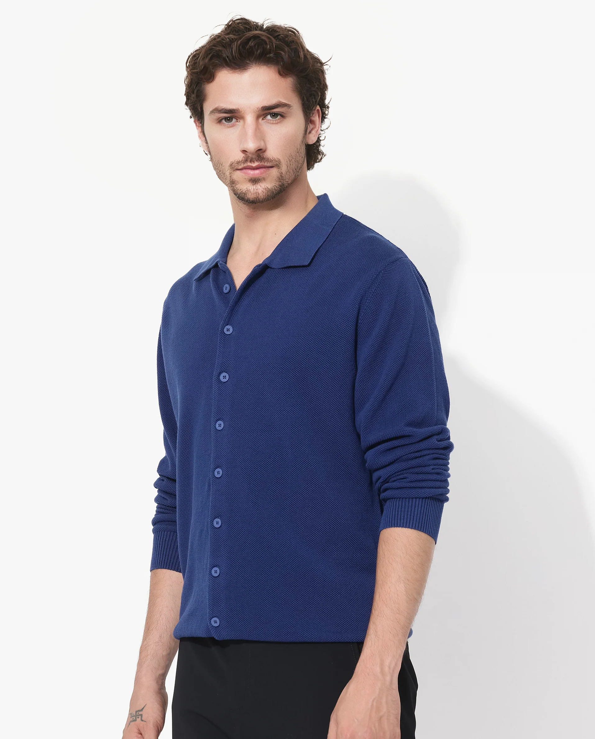 Rare Rabbit Men's Alias-N Flouroscent Blue Cotton Plain Regular Fit Full Sleeve Collared Shirt - Image 5