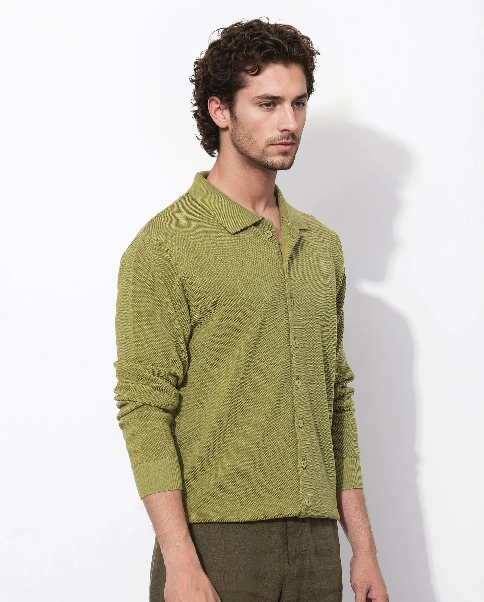 Rare Rabbit Men's Alias-N Flouroscent Green Cotton Plain Regular Fit Full Sleeve Collared Shirt - Image 4