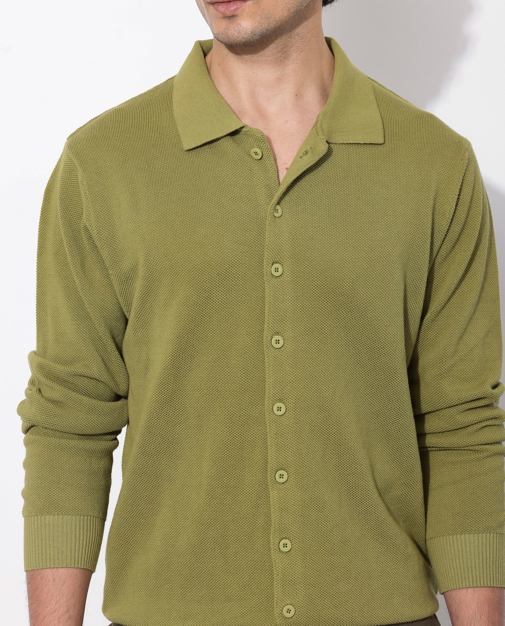Rare Rabbit Men's Alias-N Flouroscent Green Cotton Plain Regular Fit Full Sleeve Collared Shirt - Image 7