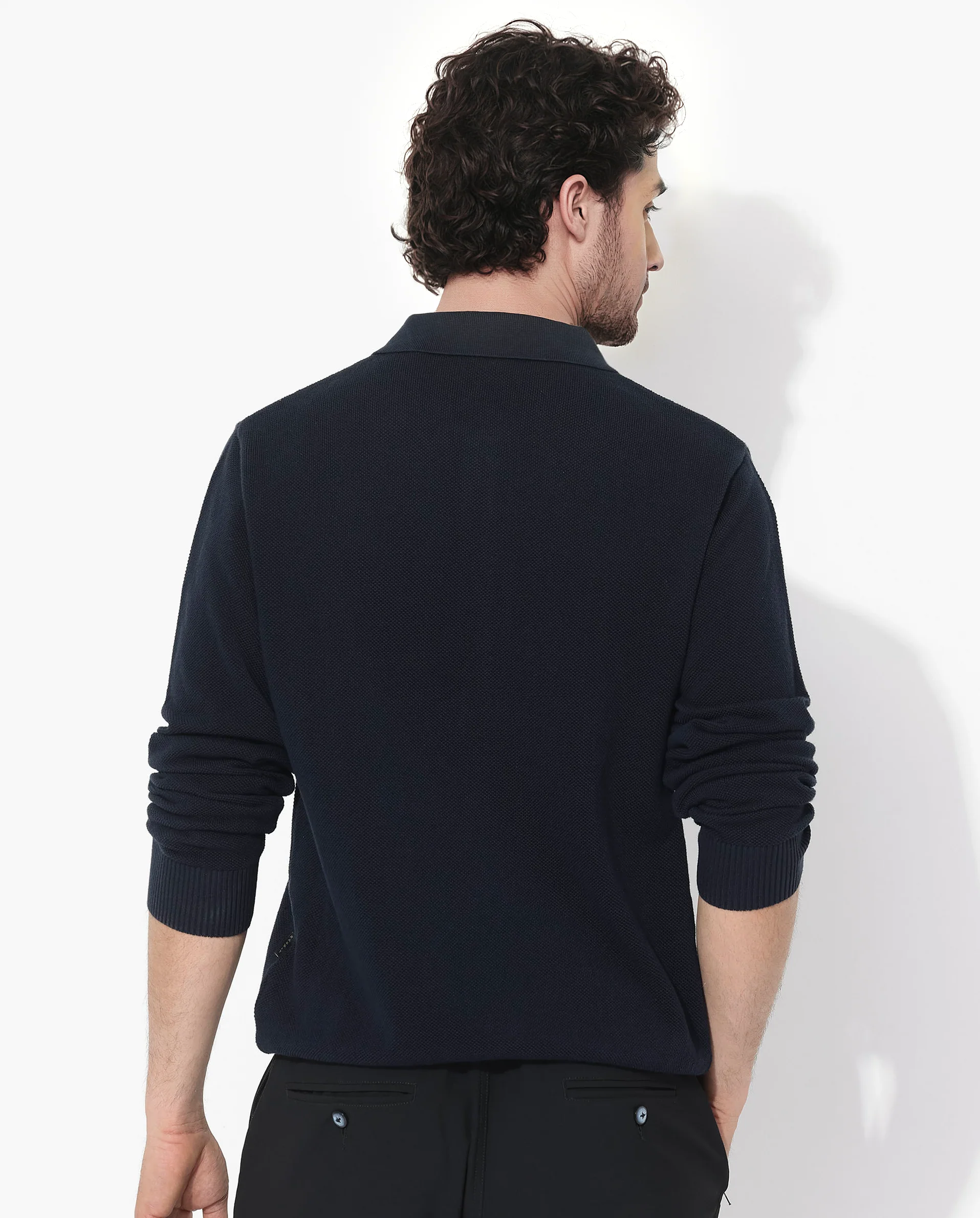 Rare Rabbit Men's Alias-N Navy Cotton Plain Regular Fit Full Sleeve Collared Shirt - Image 7