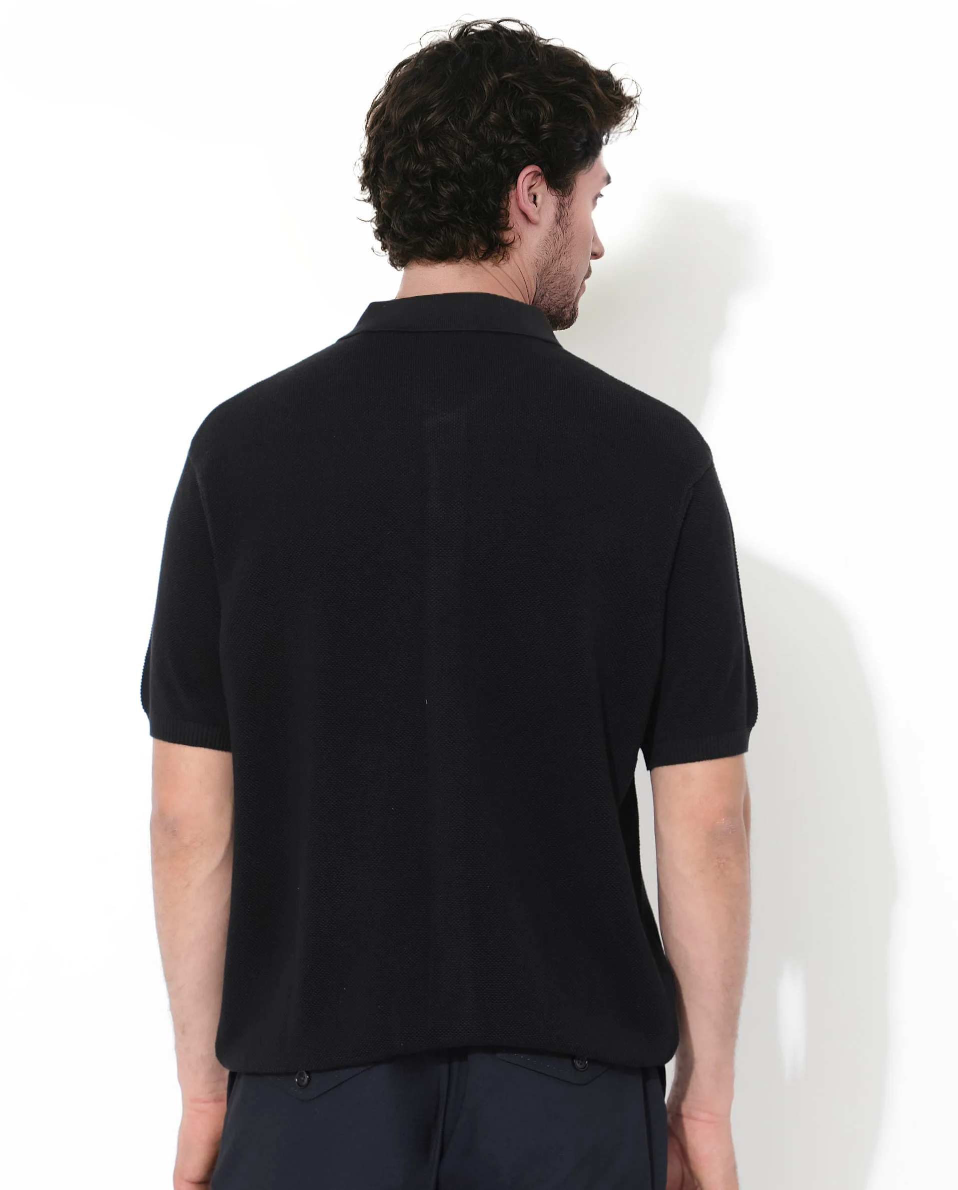 Rare Rabbit Men's Alias-N Ss Black Cotton Plain Regular Fit Half Sleeve Collared Shirt - Image 6