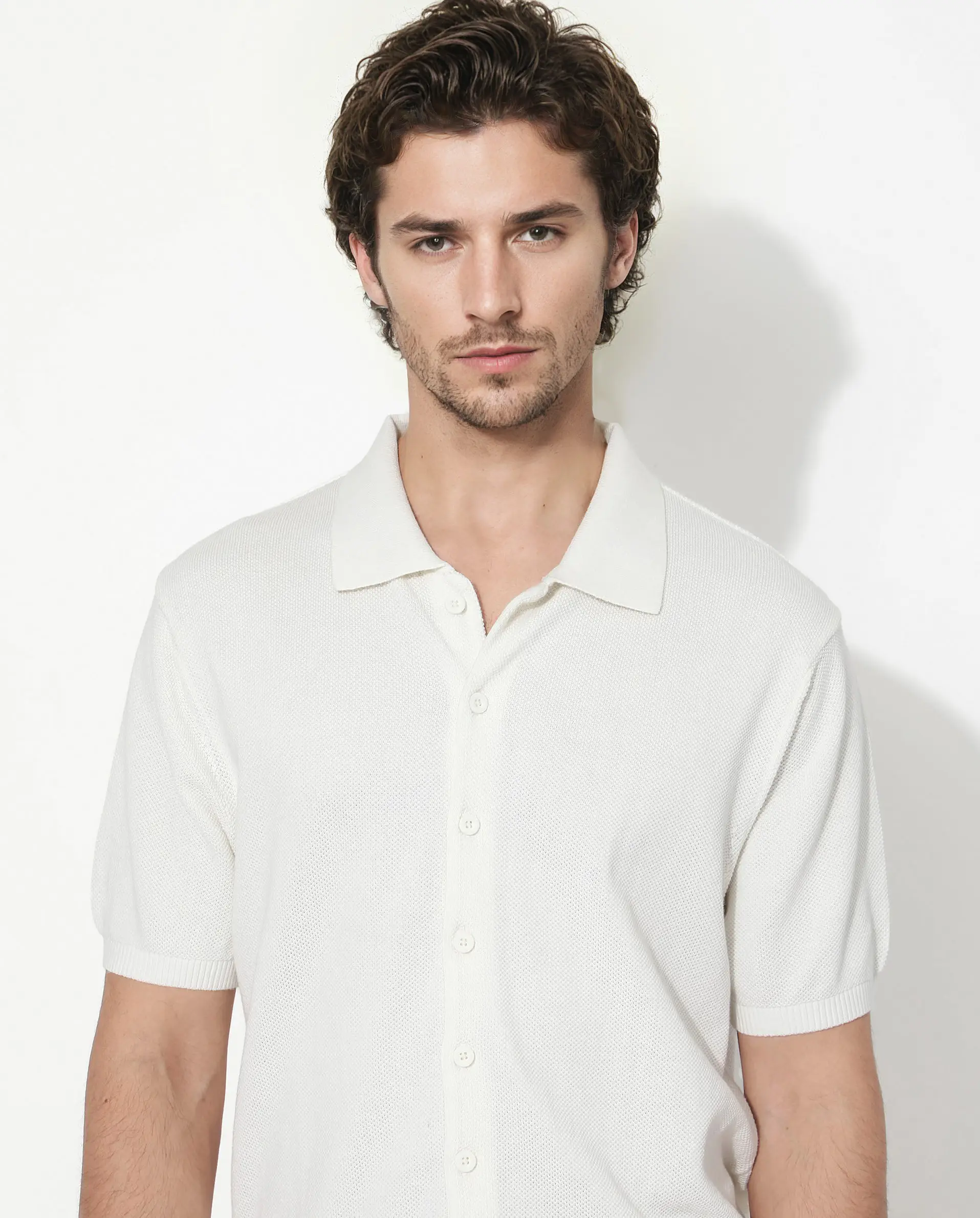 Rare Rabbit Men's Alias-N Ss Off White Cotton Plain Regular Fit Half Sleeve Collared Shirt - Image 5