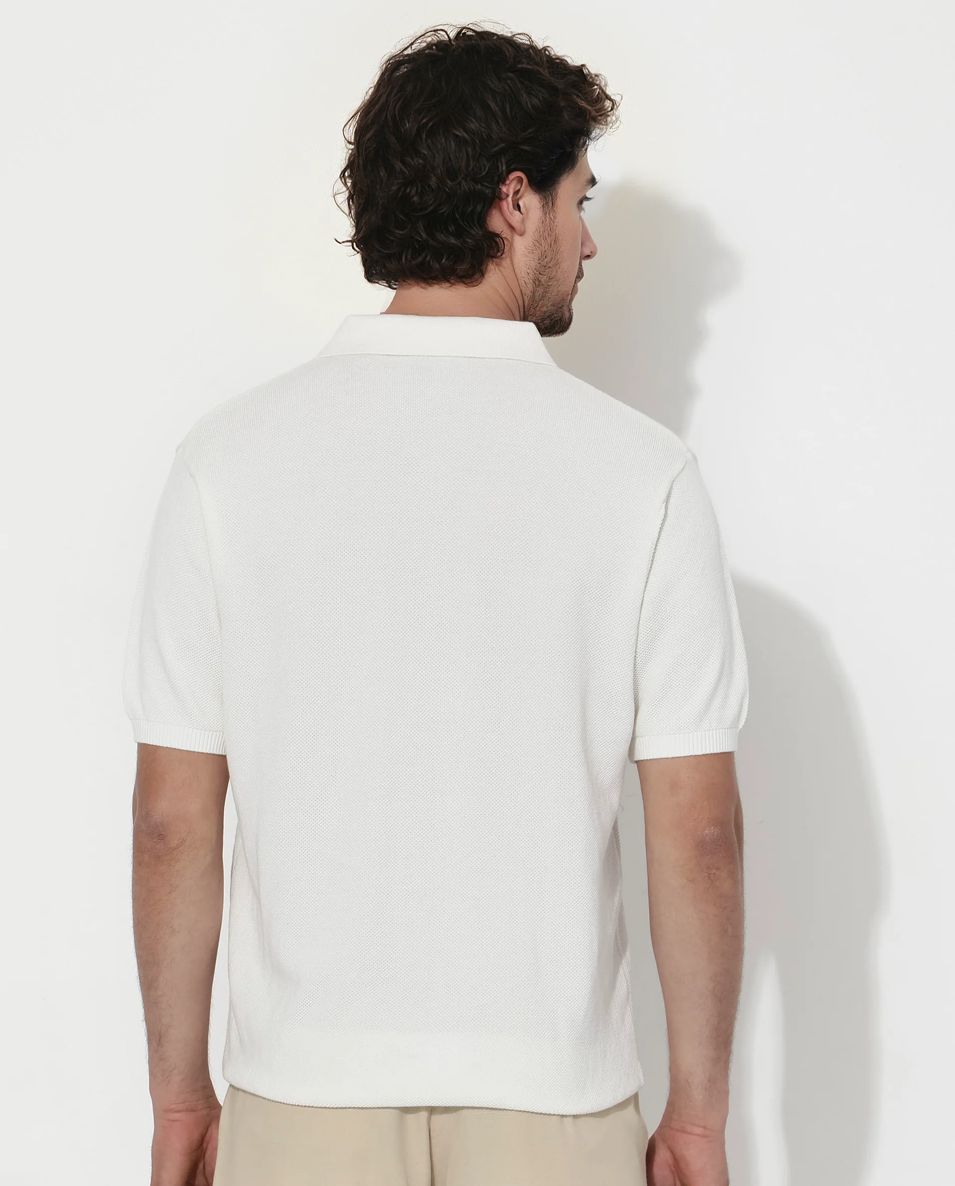 Rare Rabbit Men's Alias-N Ss Off White Cotton Plain Regular Fit Half Sleeve Collared Shirt - Image 6