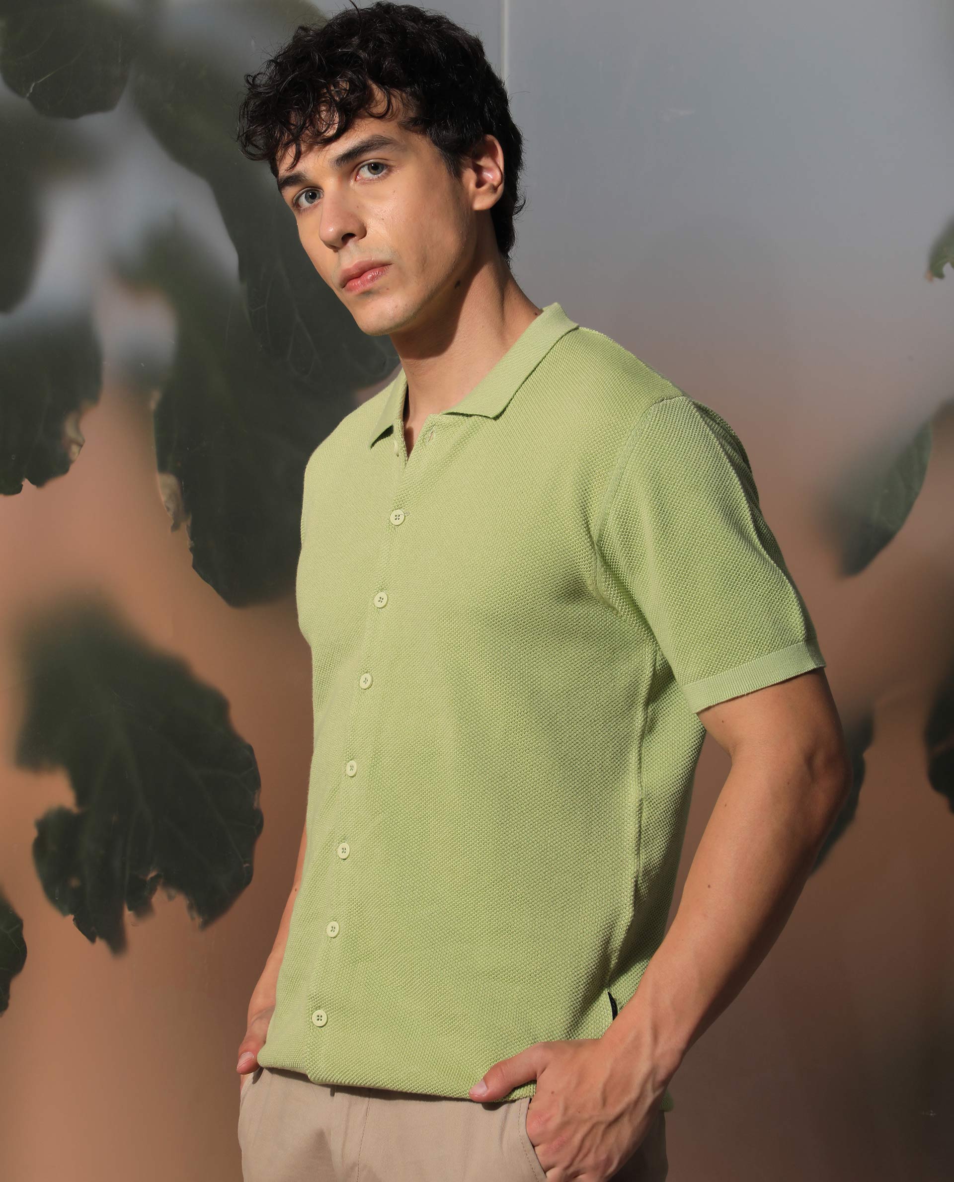 Rare Rabbit Men's Alias Ss Light Green Regular Fit Shirt - Image 5