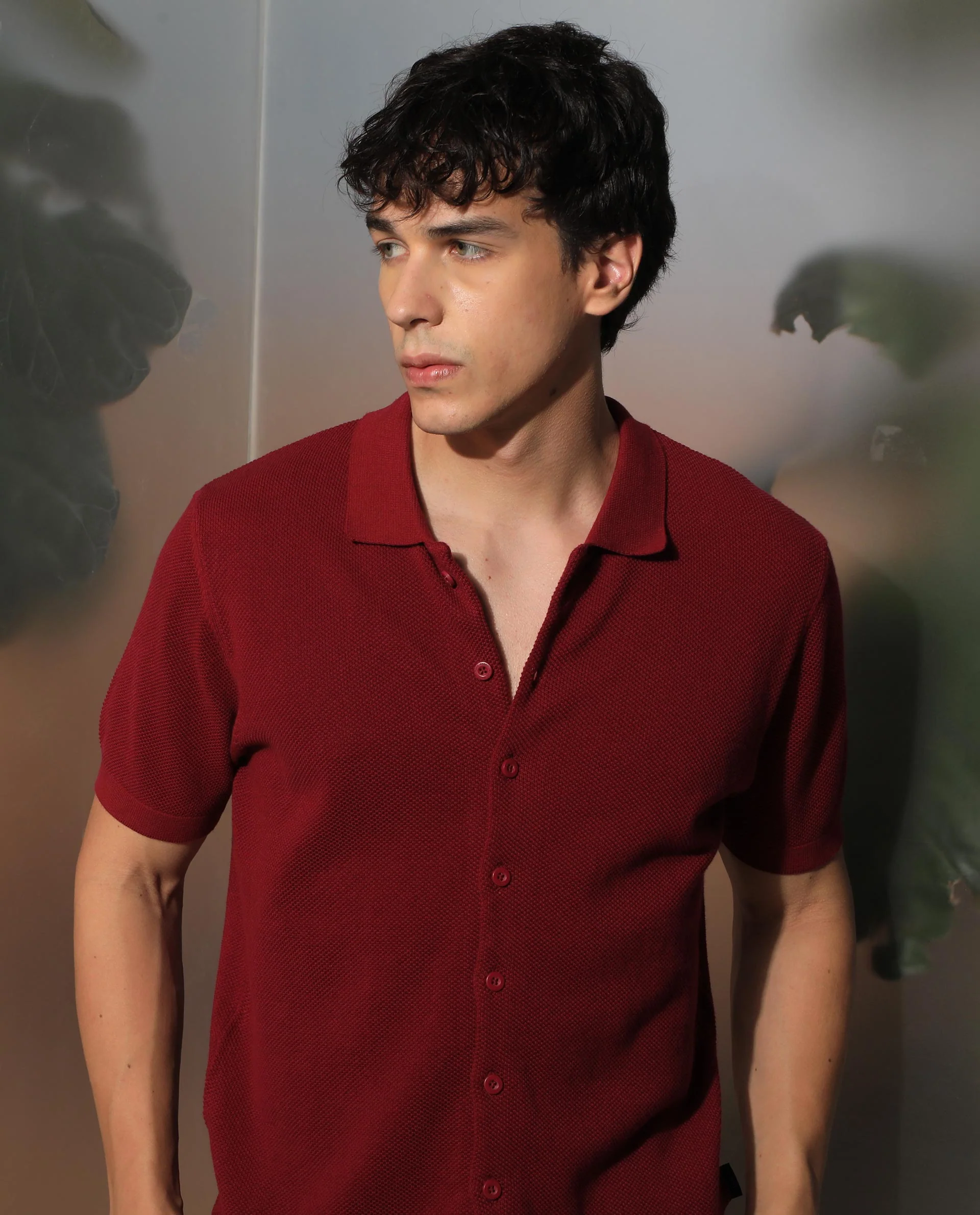 Rare Rabbit Men's Alias Ss Red Plain Regular Fit Half Sleeve Collared Shirt - Image 4