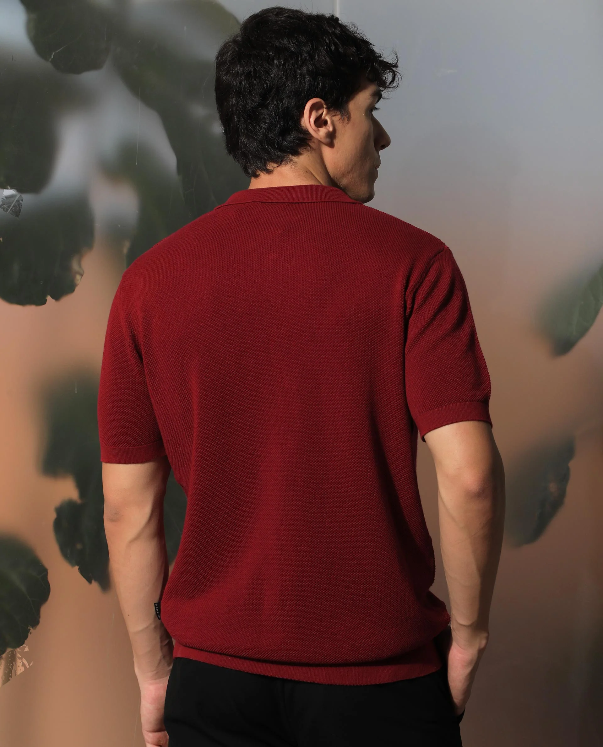 Rare Rabbit Men's Alias Ss Red Plain Regular Fit Half Sleeve Collared Shirt - Image 8