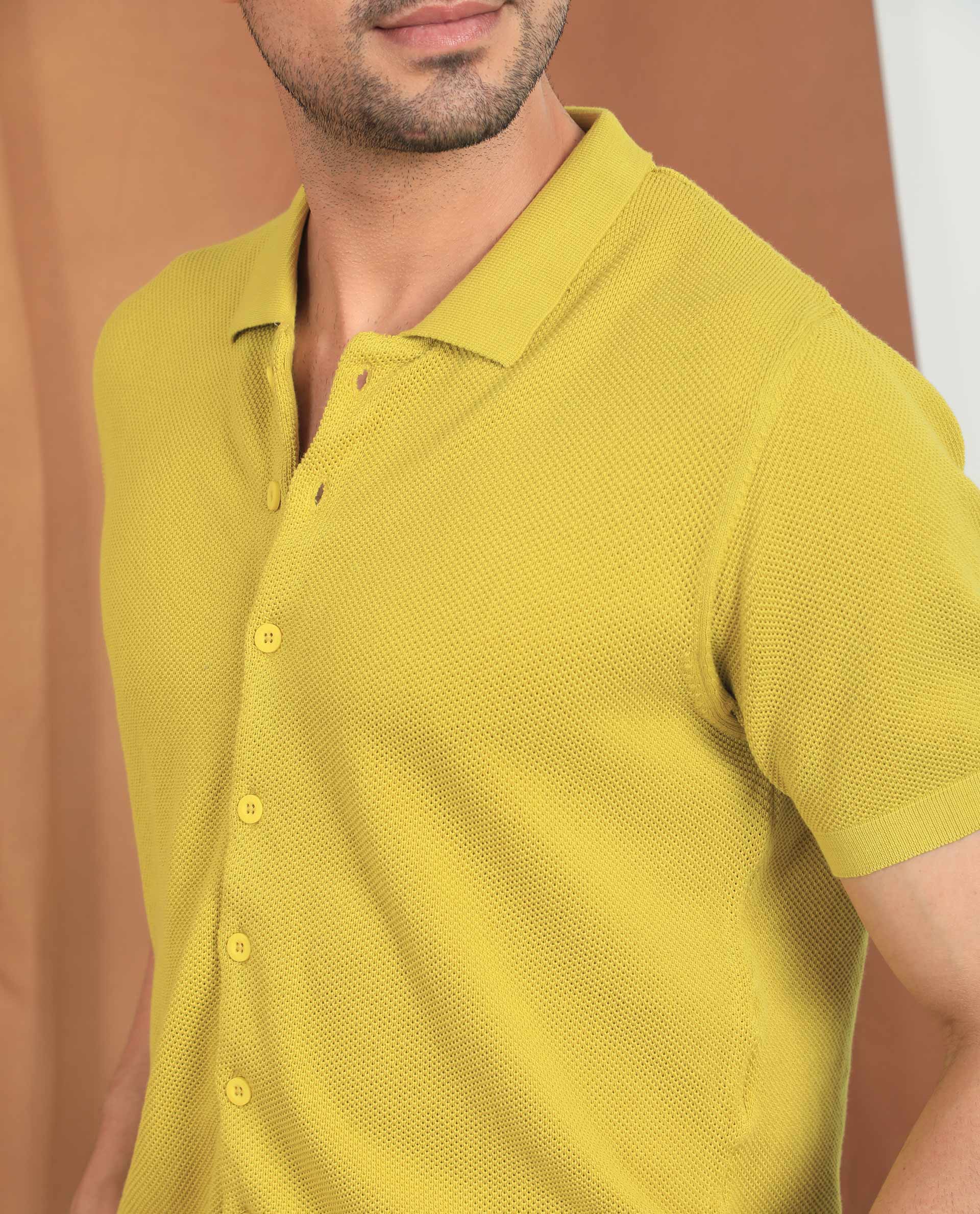 Rare Rabbit Men's Alias Ss Yellow Regular Fit Shirt - Image 3