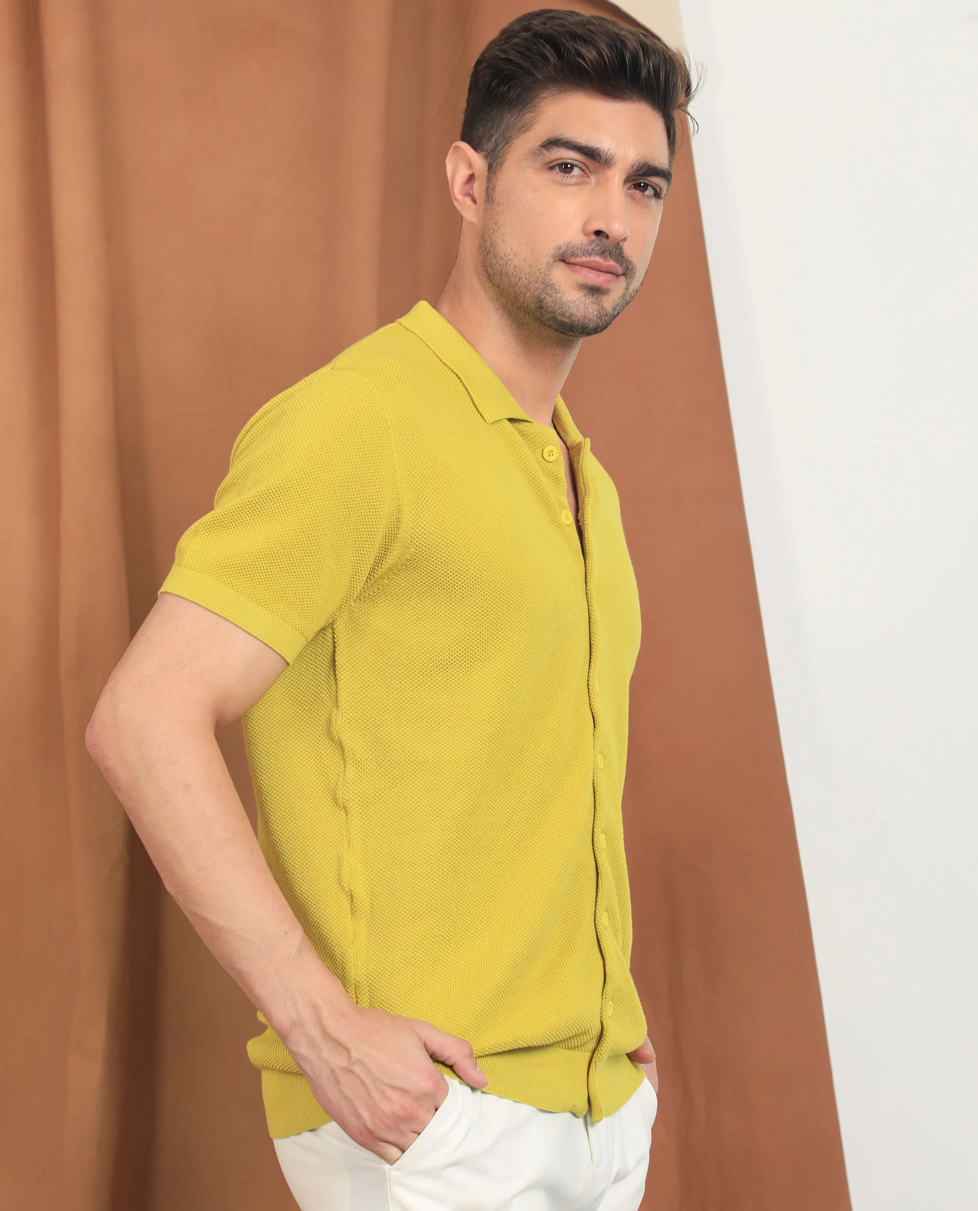 Rare Rabbit Men's Alias Ss Yellow Regular Fit Shirt - Image 5