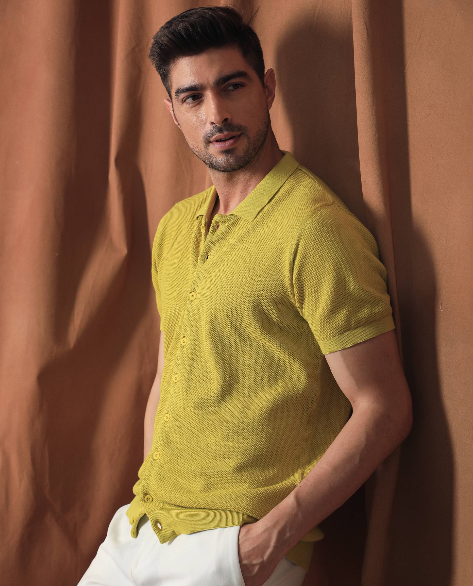 Rare Rabbit Men's Alias Ss Yellow Regular Fit Shirt - Image 6