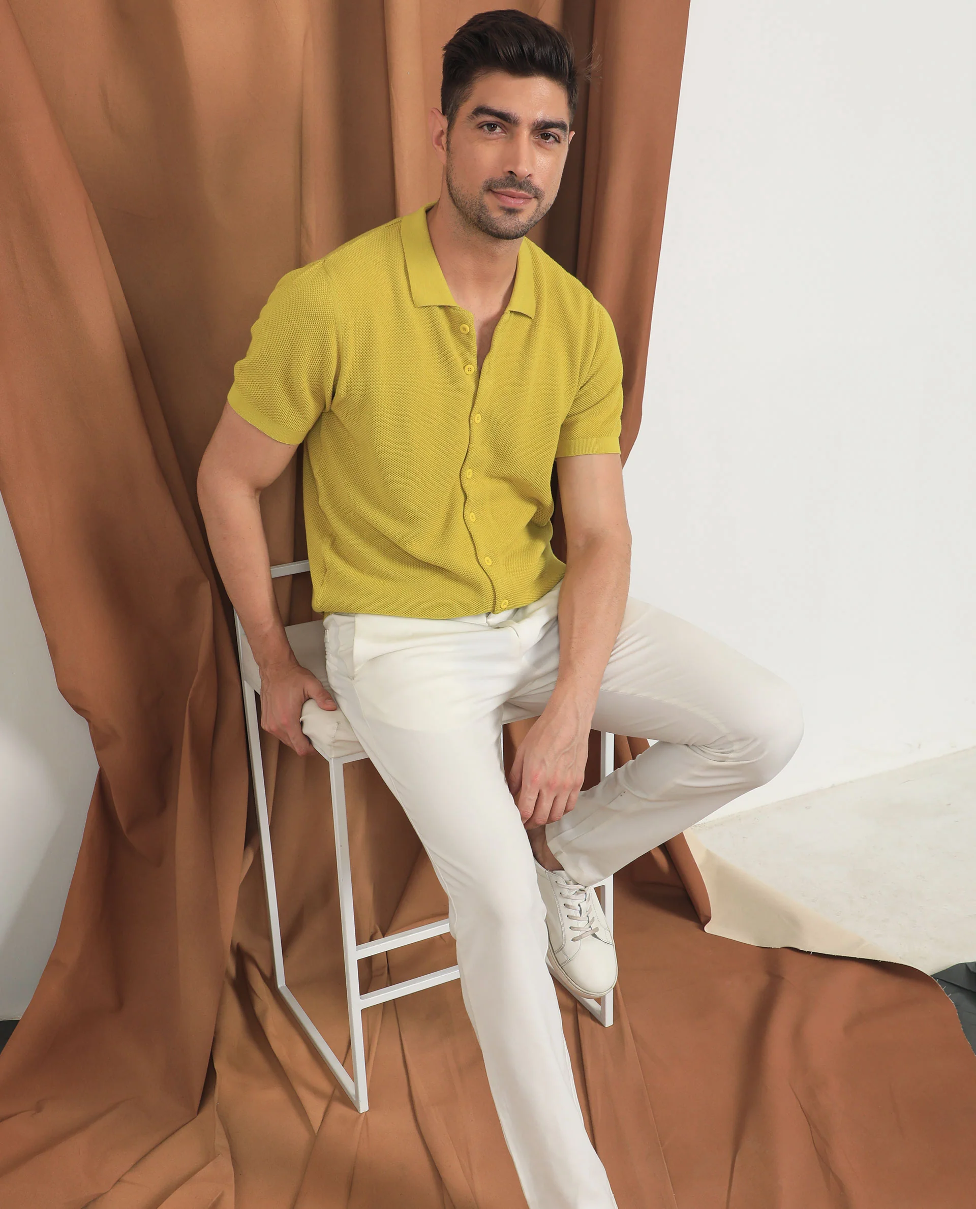 Rare Rabbit Men's Alias Ss Yellow Regular Fit Shirt - Image 7
