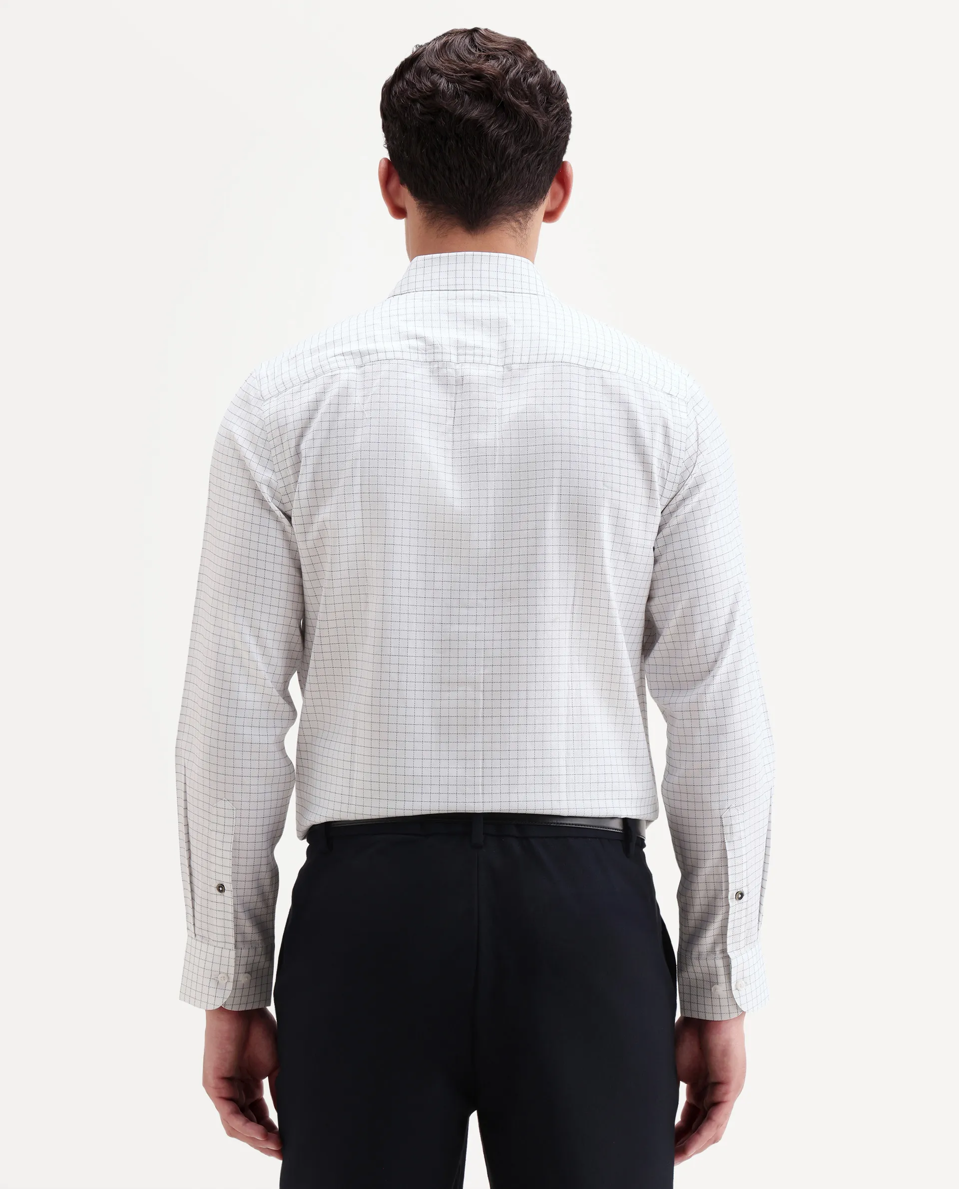 Rare Rabbit Men's Alic Light Navy Cotton Fabric Full Sleeve Spread Collar Regular Fit Checked Shirt - Image 7