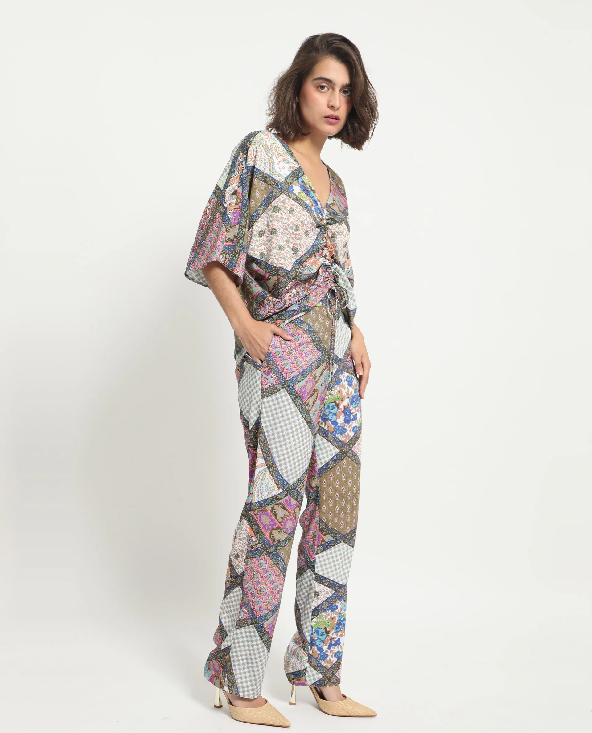 Rareism Women's Allan Multi Viscose Abstract Print Ankle Length Tailored Trouser - Image 7