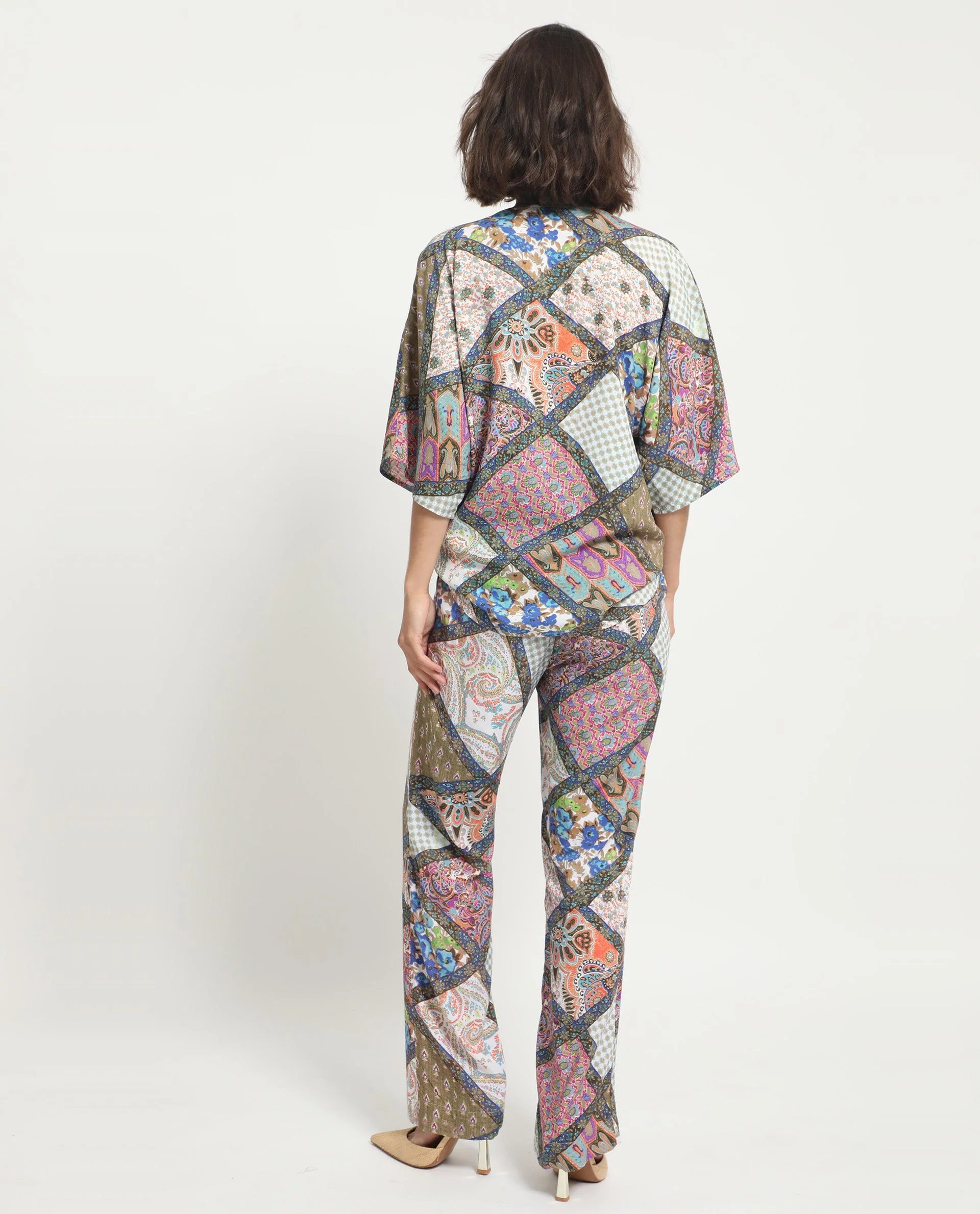 Rareism Women's Allan Multi Viscose Abstract Print Ankle Length Tailored Trouser - Image 8