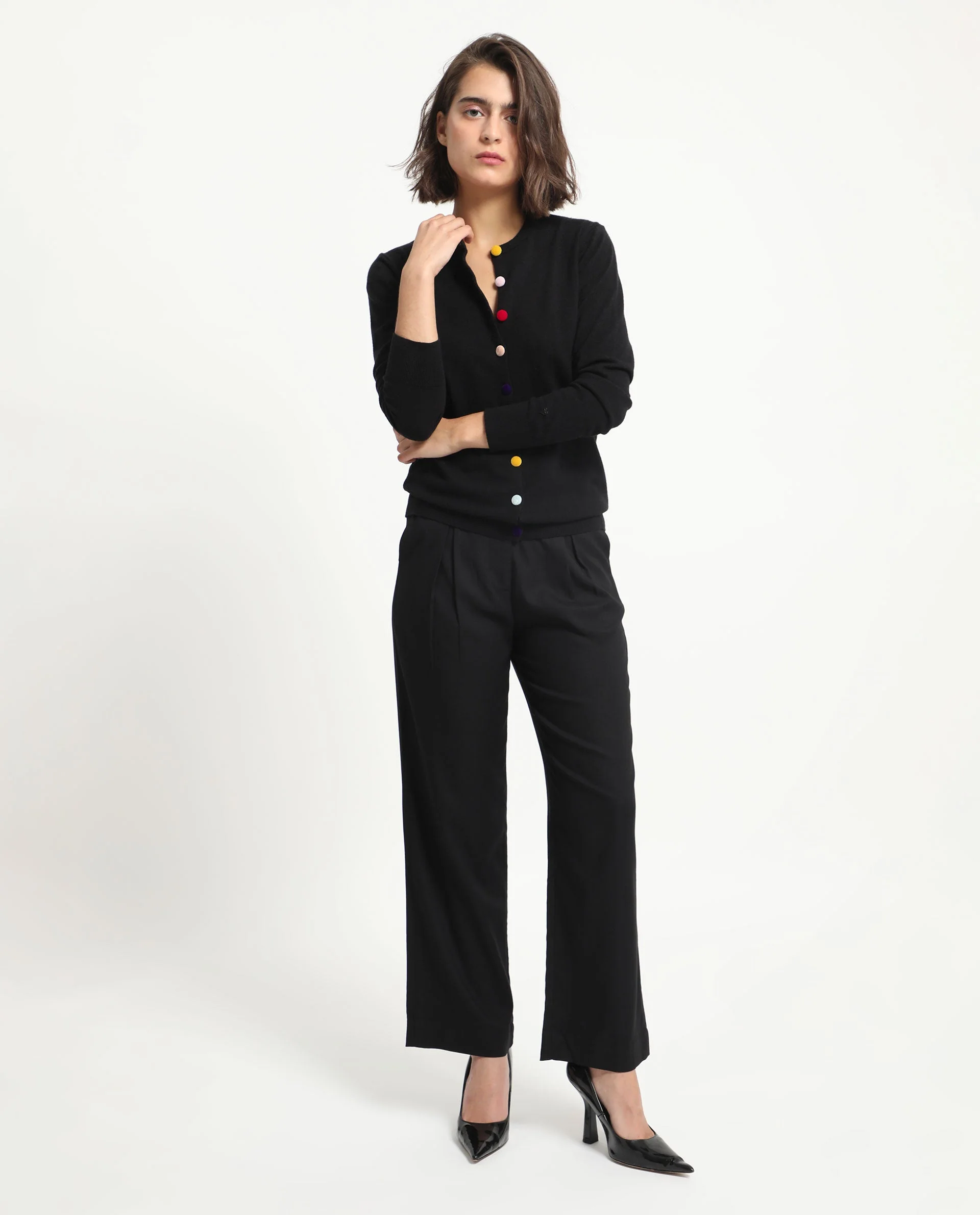 Rareism Women's Alle Black Viscose Crew Neck Plain Regular Fit Sweater - Image 2