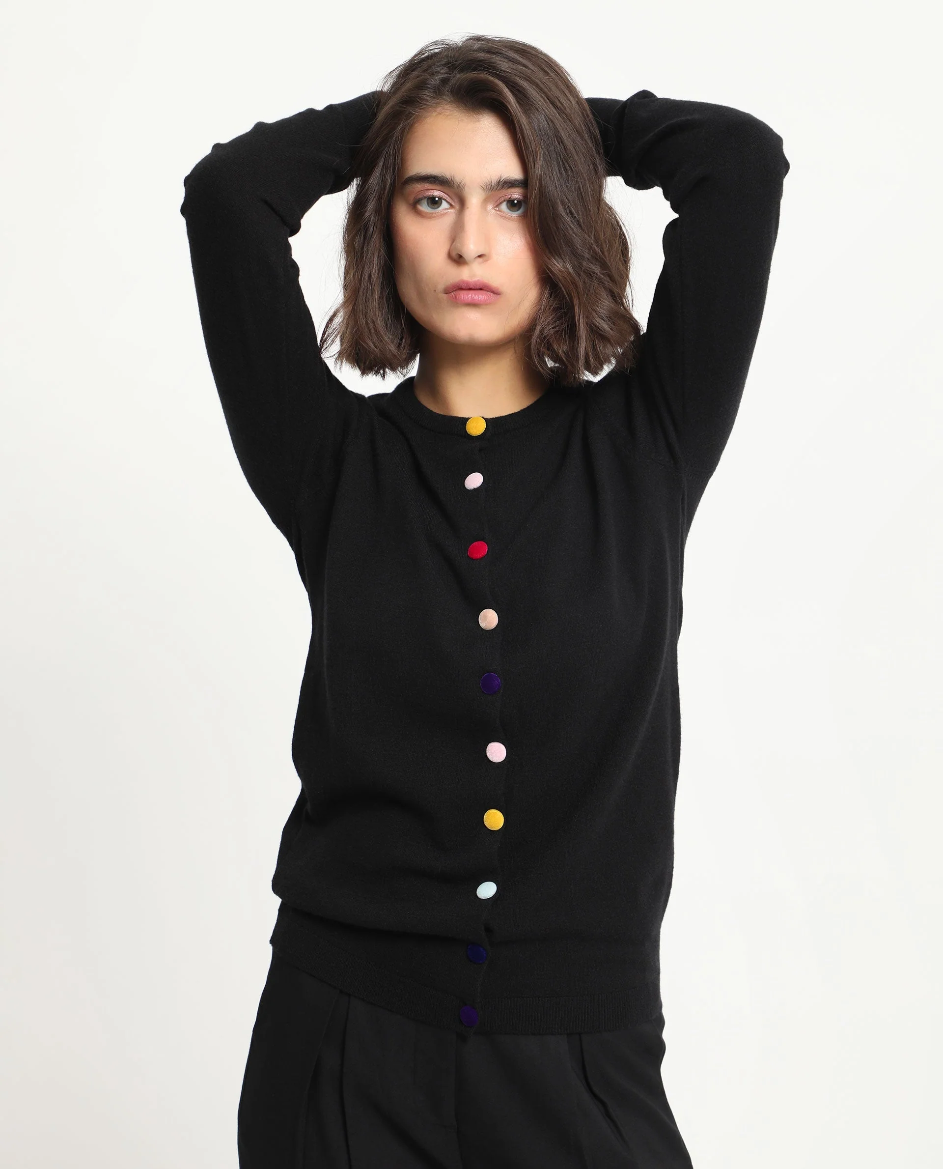 Rareism Women's Alle Black Viscose Crew Neck Plain Regular Fit Sweater - Image 6