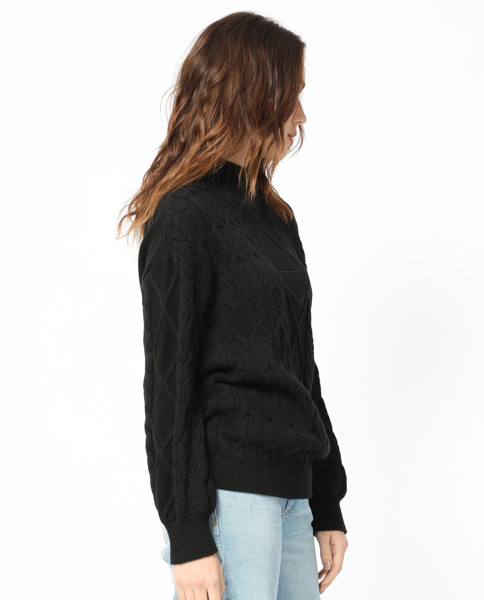 Rareism Women's Allen Black Cotton Turtle Neck Plain Regular Fit Sweater - Image 8