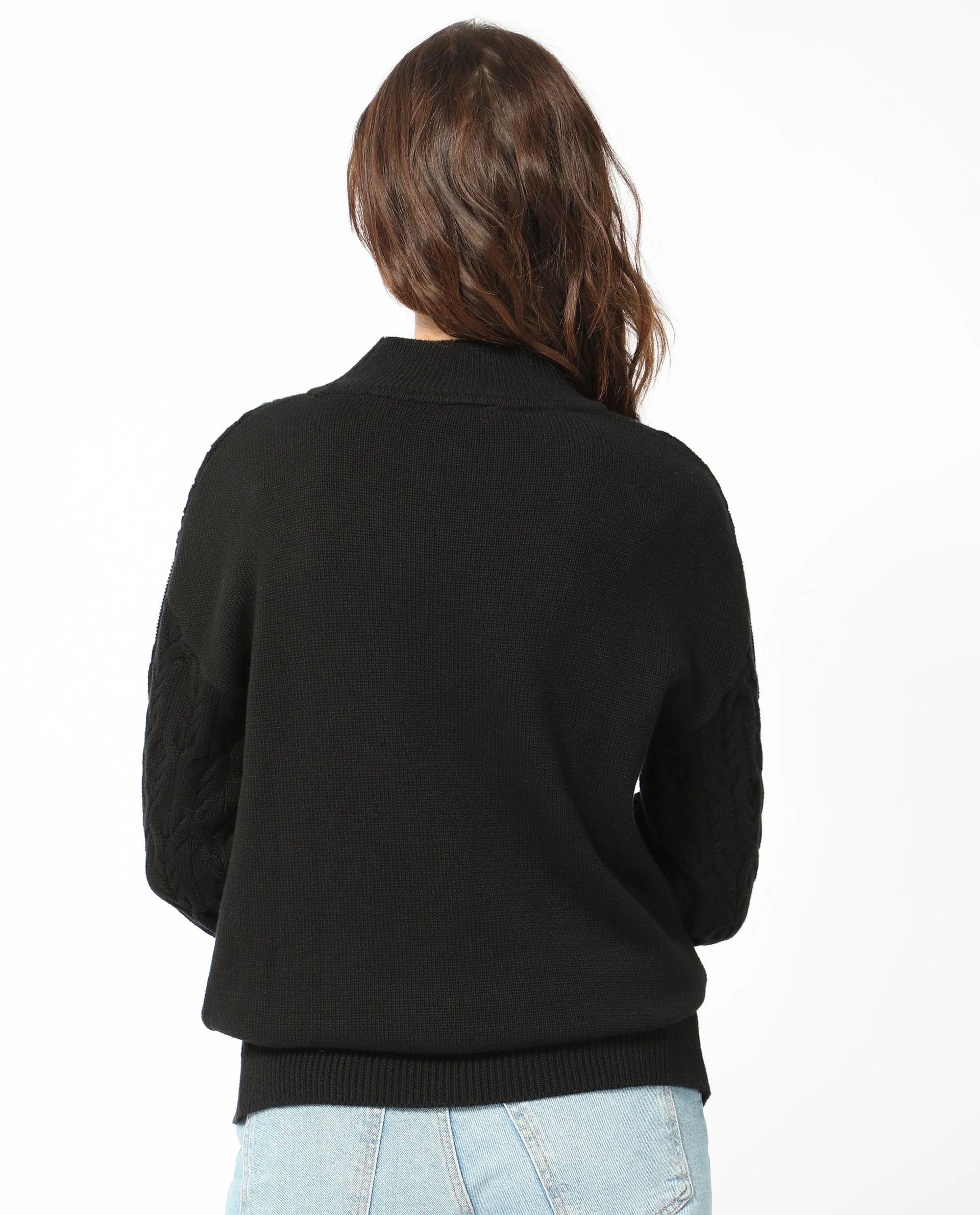 Rareism Women's Allen Black Cotton Turtle Neck Plain Regular Fit Sweater - Image 9