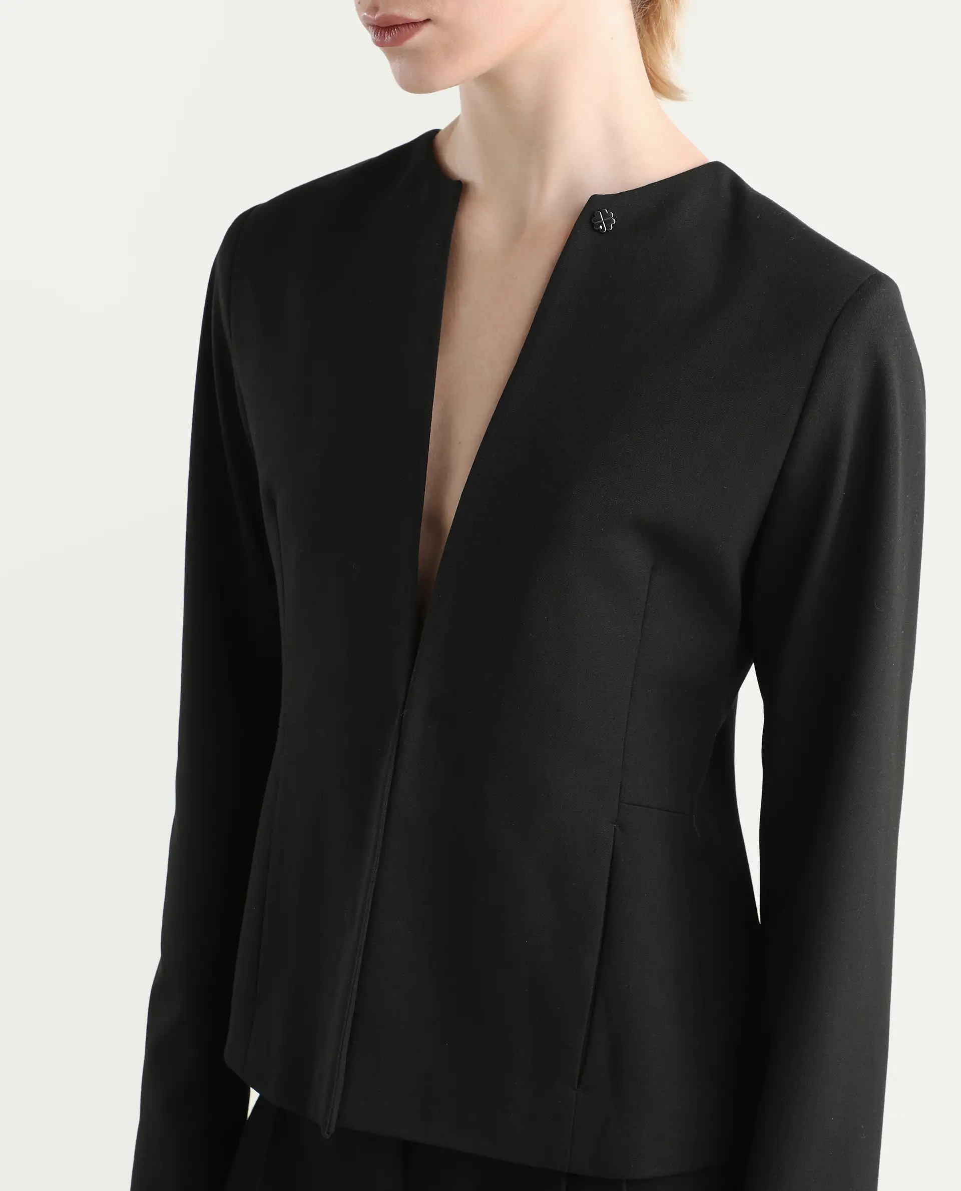 Rareism Women's Allenso Black Polyester Blend Full Sleeve Plain Blazer - Image 3