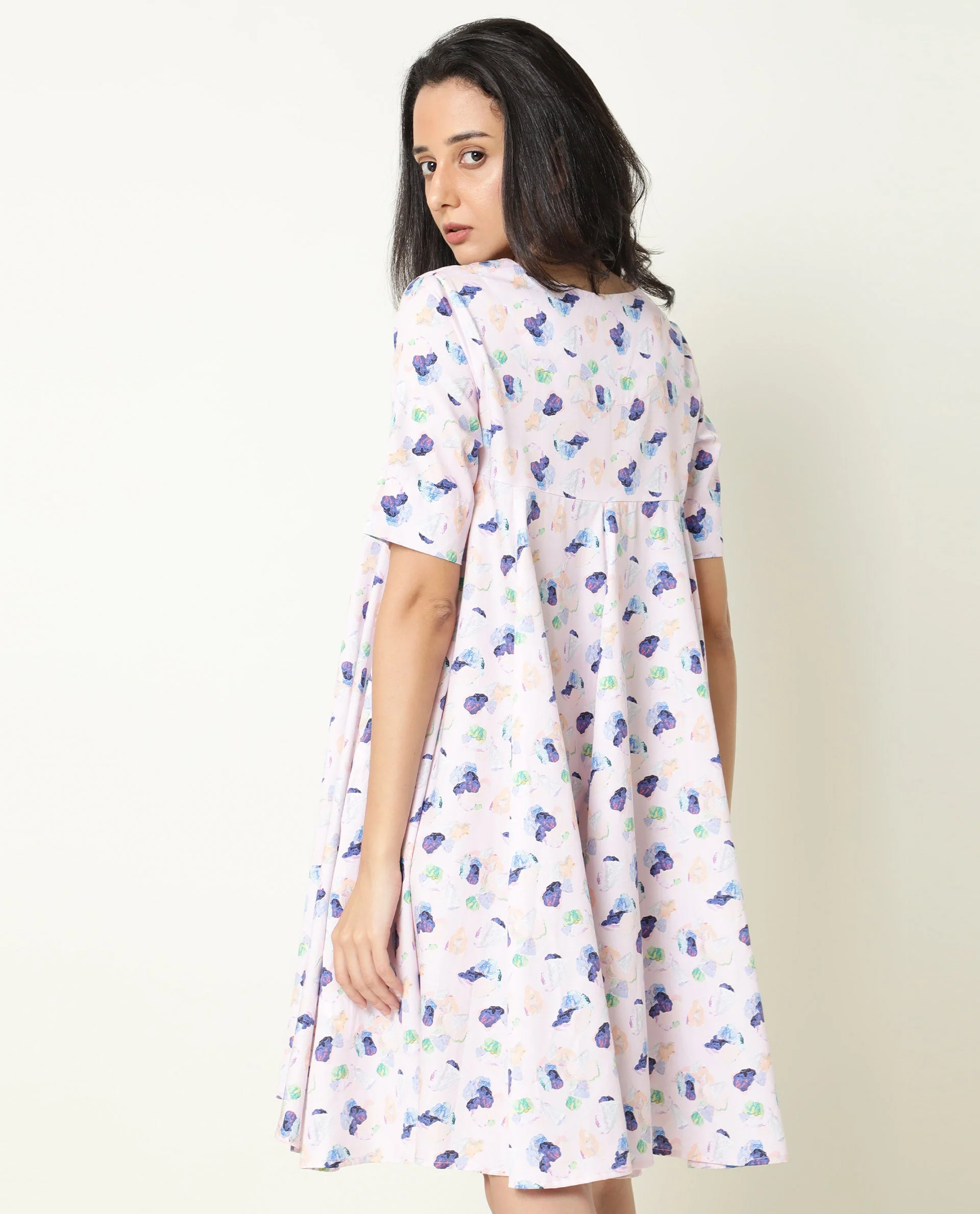 Rareism Women's Allia Pink Lapel Neck Floral Print Knee Length Regular Fit Dress - Image 10