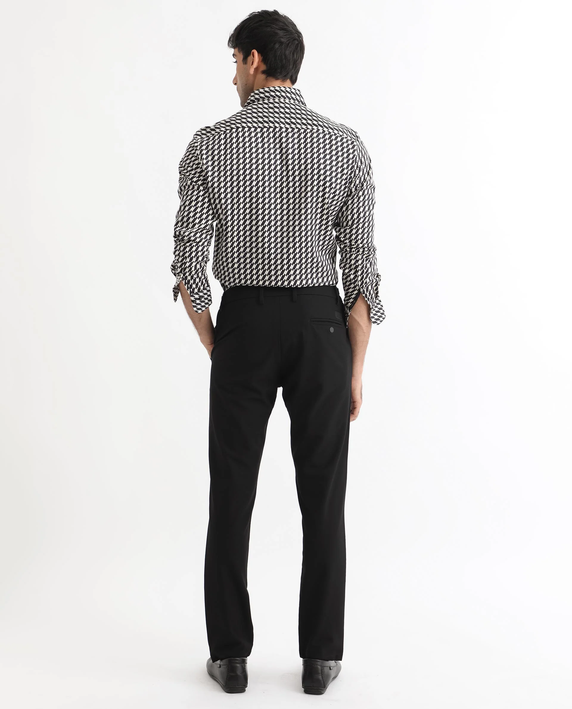 Rare Rabbit Men's Allin Black Cotton Geometric Print Regular Fit Full Sleeve Collared Shirt - Image 7