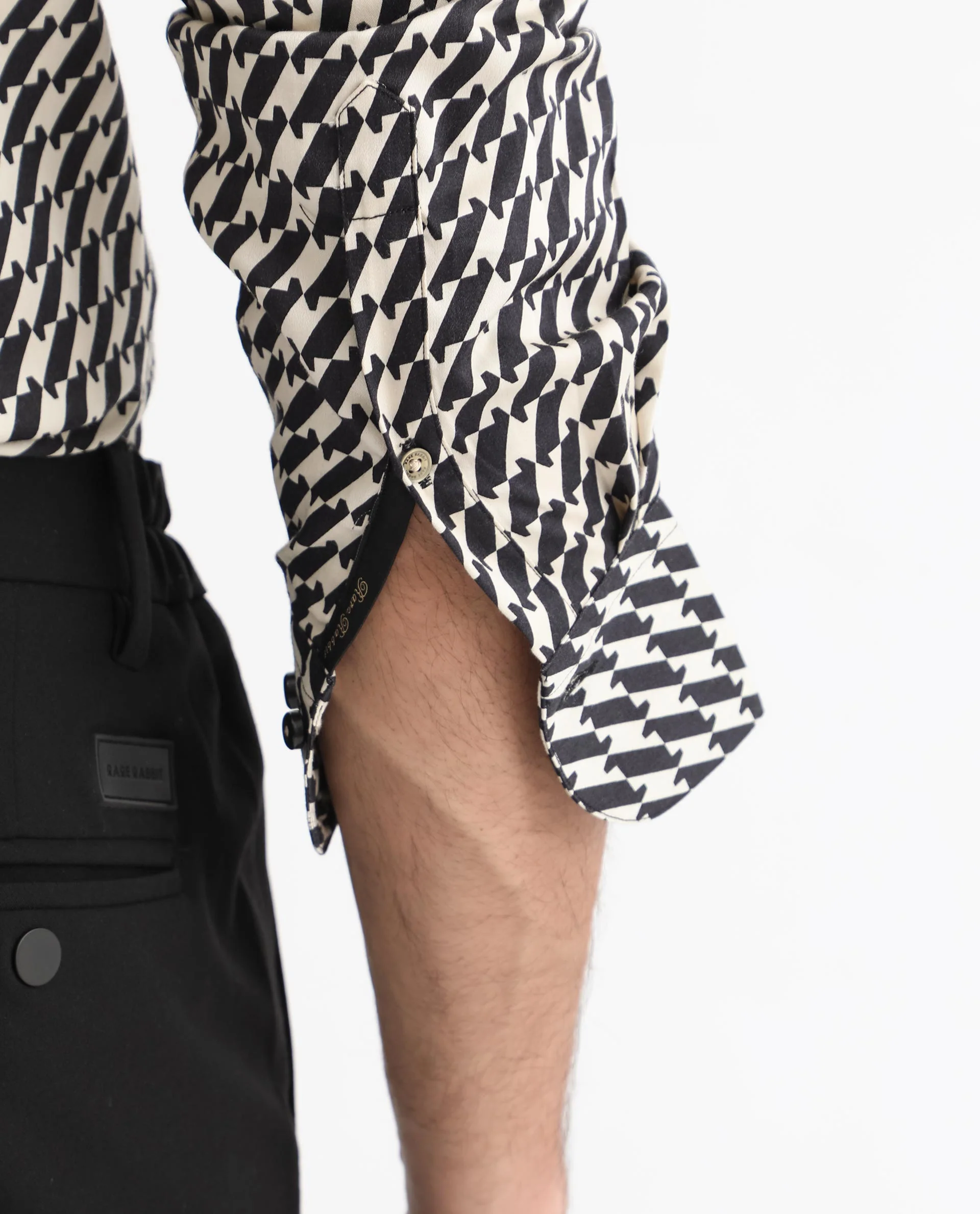 Rare Rabbit Men's Allin Black Cotton Geometric Print Regular Fit Full Sleeve Collared Shirt - Image 8